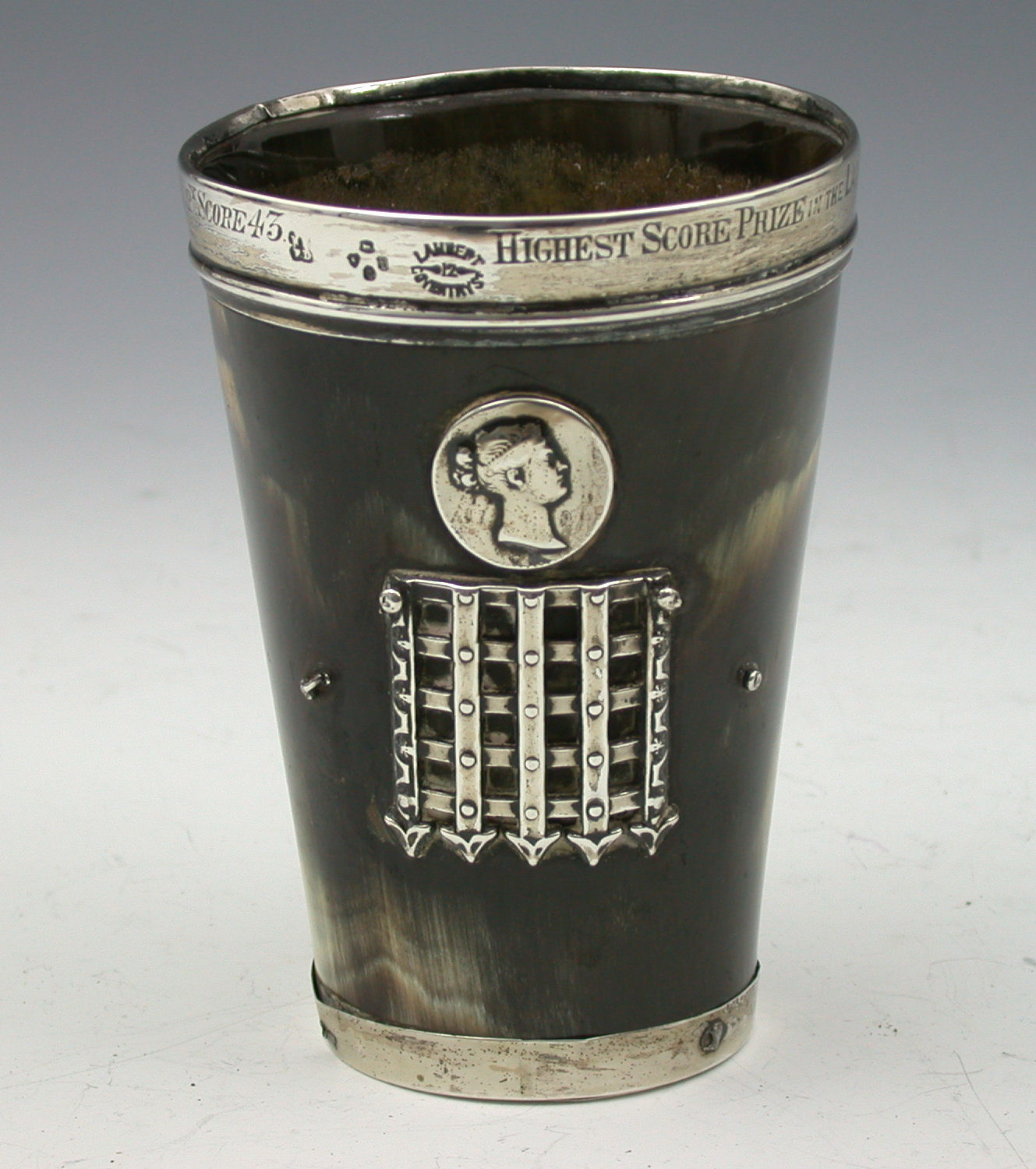 A Victorian mounted horn beaker,