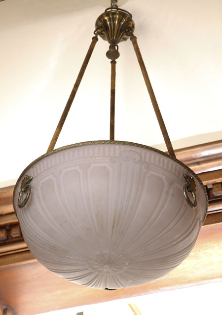 A large Art Deco opalescent plafonnier