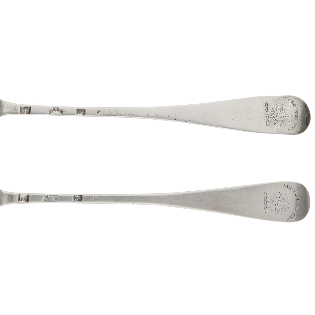 TAIN - A RARE PAIR OF SCOTTISH PROVINCIAL SERVING SPOONS