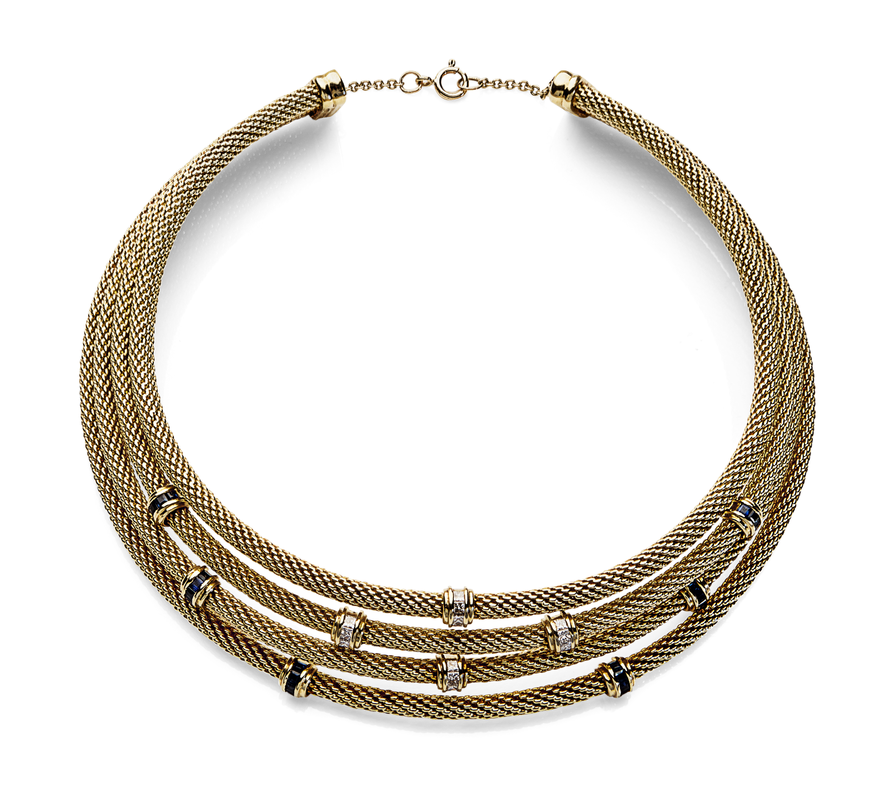DAVID YURMAN - An 18ct gold diamond and sapphire set collar from the Starlight Range