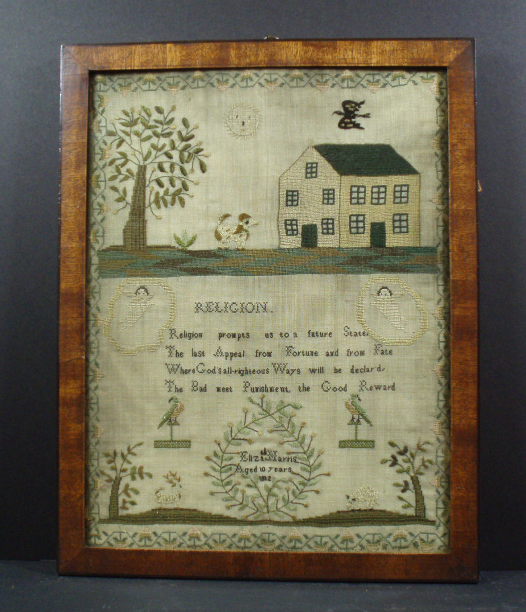 A needlework sampler By Elizabeth Harris, Aged 10 years, 1812