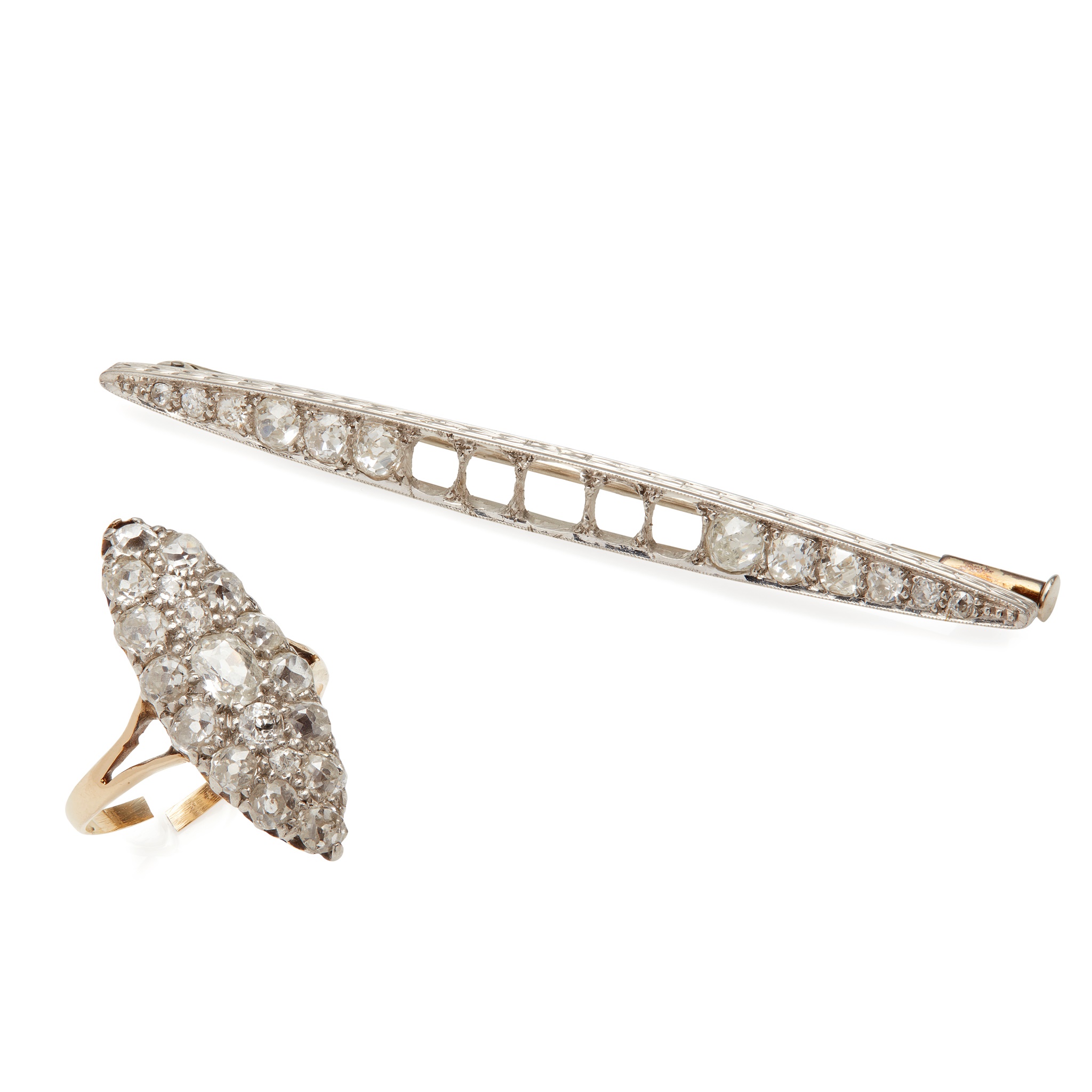 A diamond pavé set cluster ring