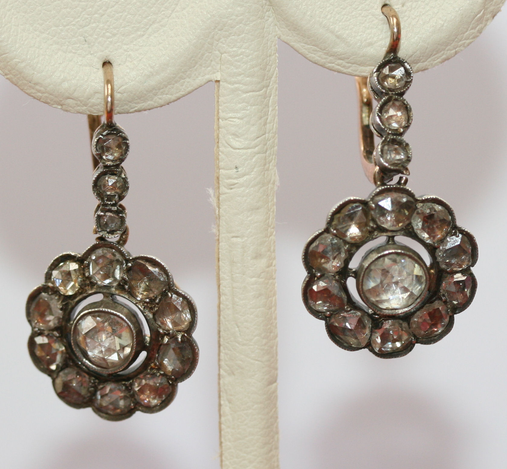 A pair of early 19th century diamond set pendant earrings