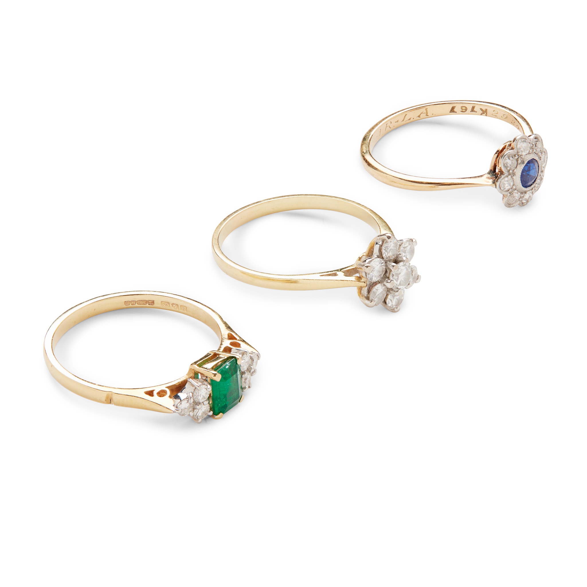 Three gem-set rings