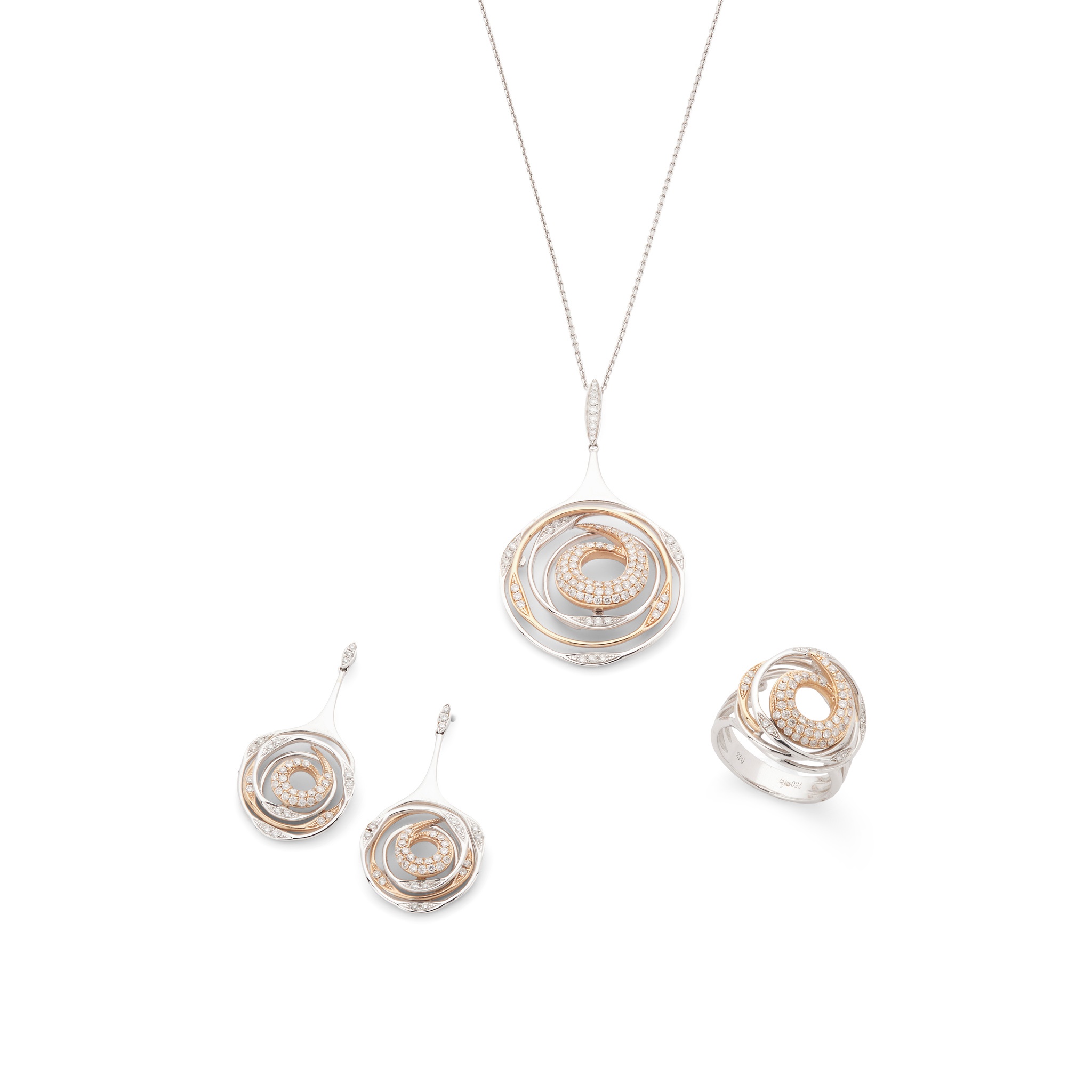 A suite of diamond jewellery