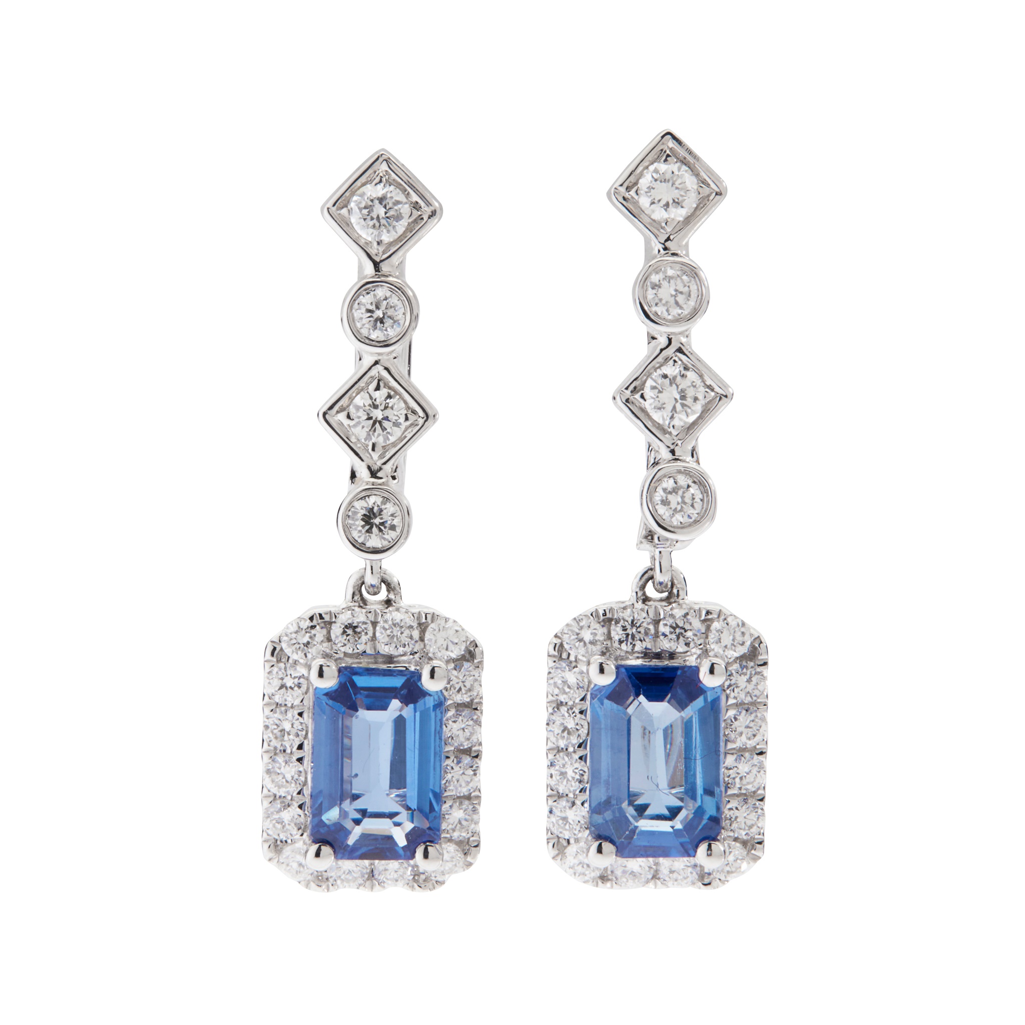 A pair of sapphire and diamond earrings