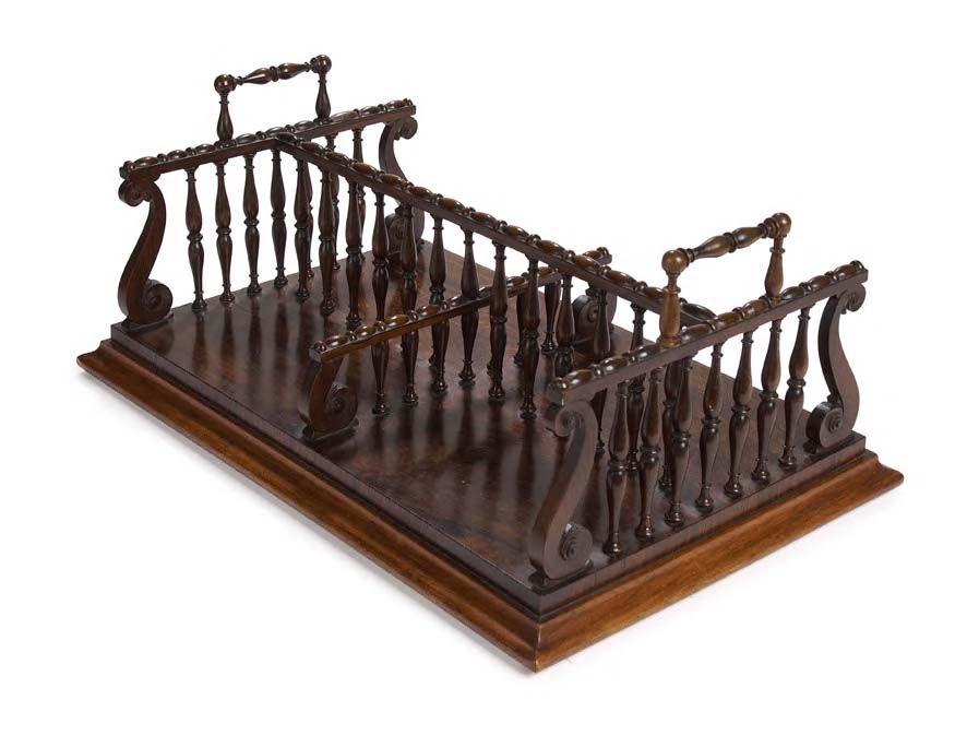 An early Victorian rosewood book tray,