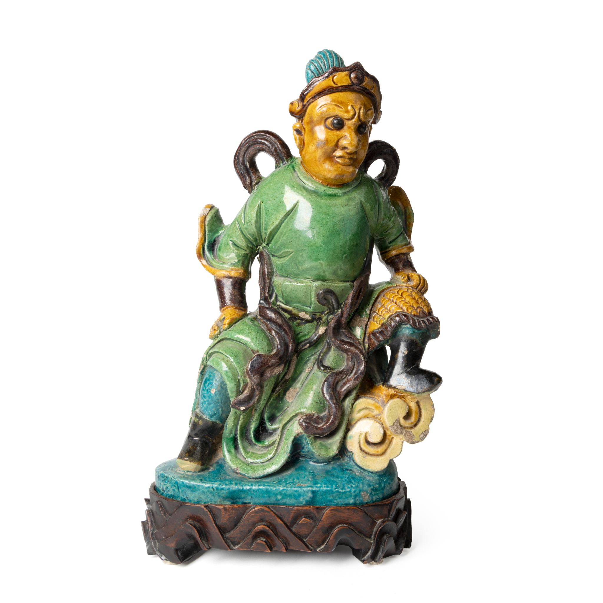 CHINESE POLYCHROME-ENAMELLED MODEL OF A DAOIST DEITY