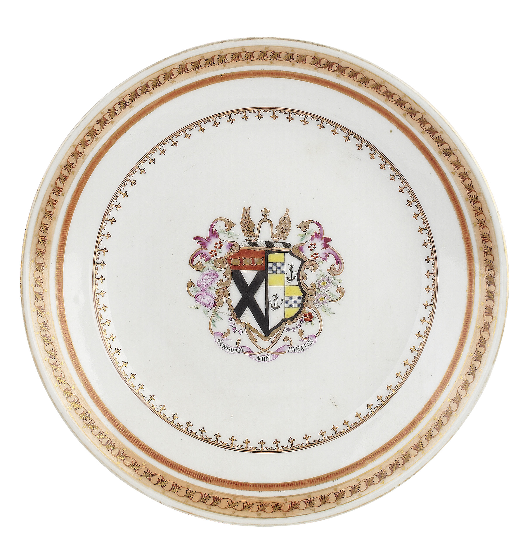TWO CHINESE STYLE ARMORIAL PLATES