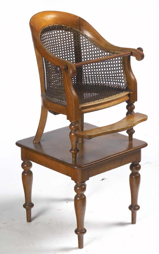 A William IV period satin birch framed child's high chair