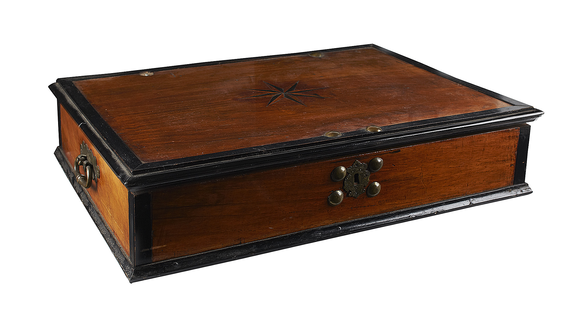 CHINESE EXPORT TEAK AND EBONY BANDED BOX