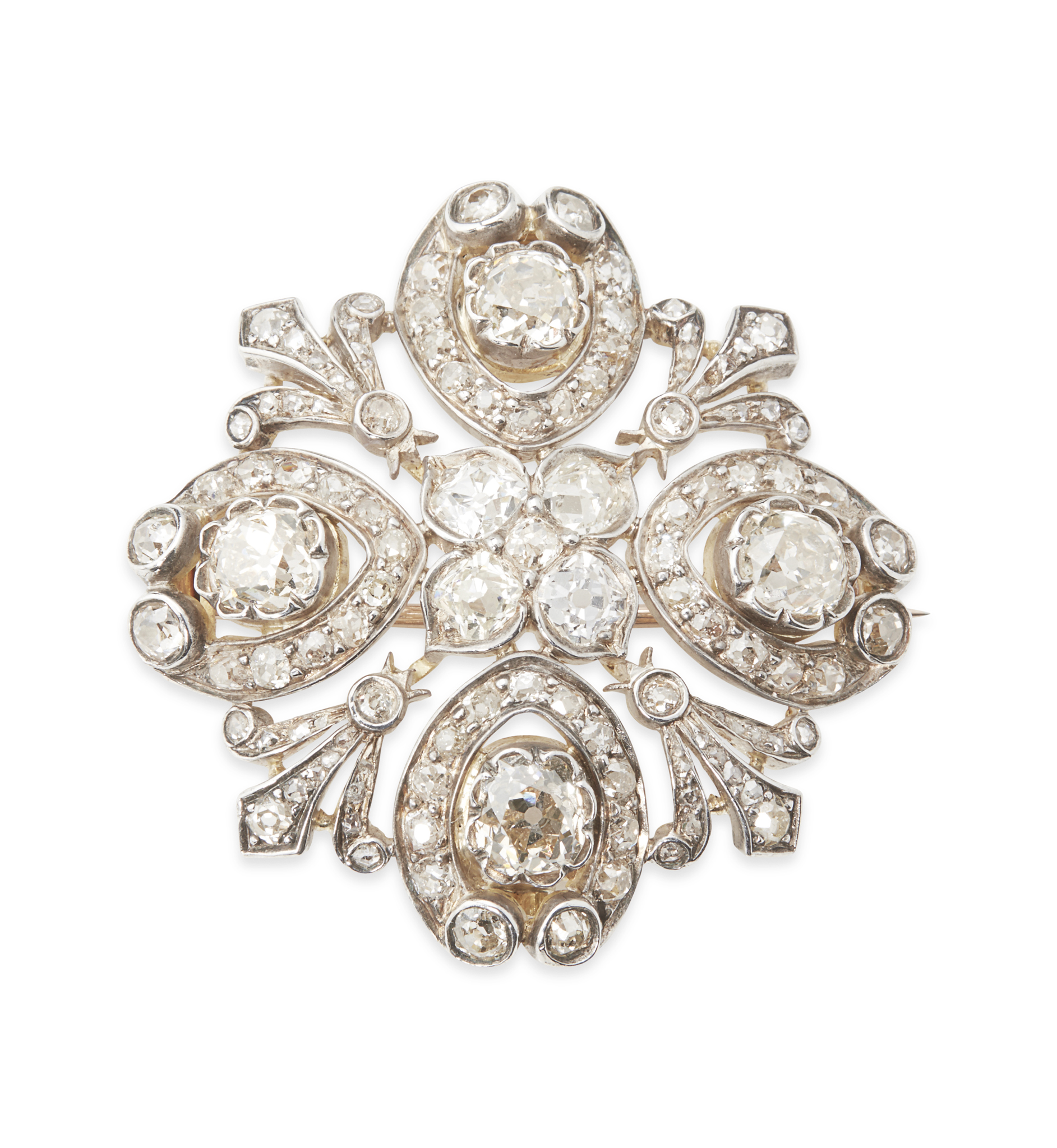 A diamond set cluster brooch