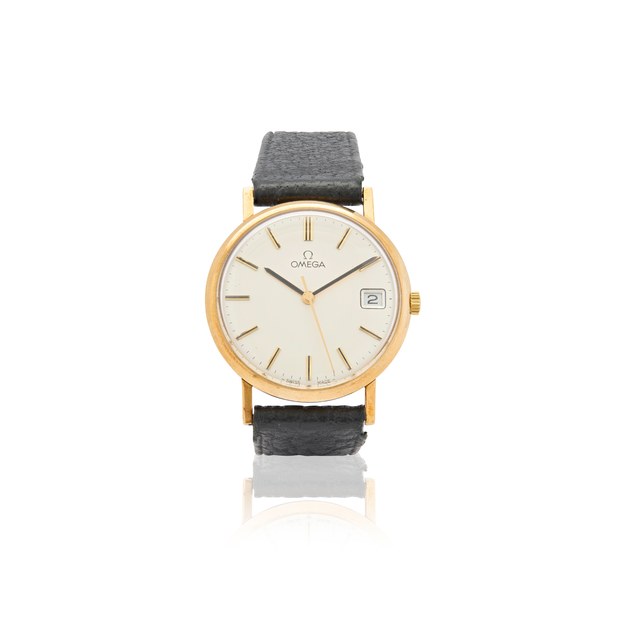 Omega. A 9k gold mechanical wristwatch
