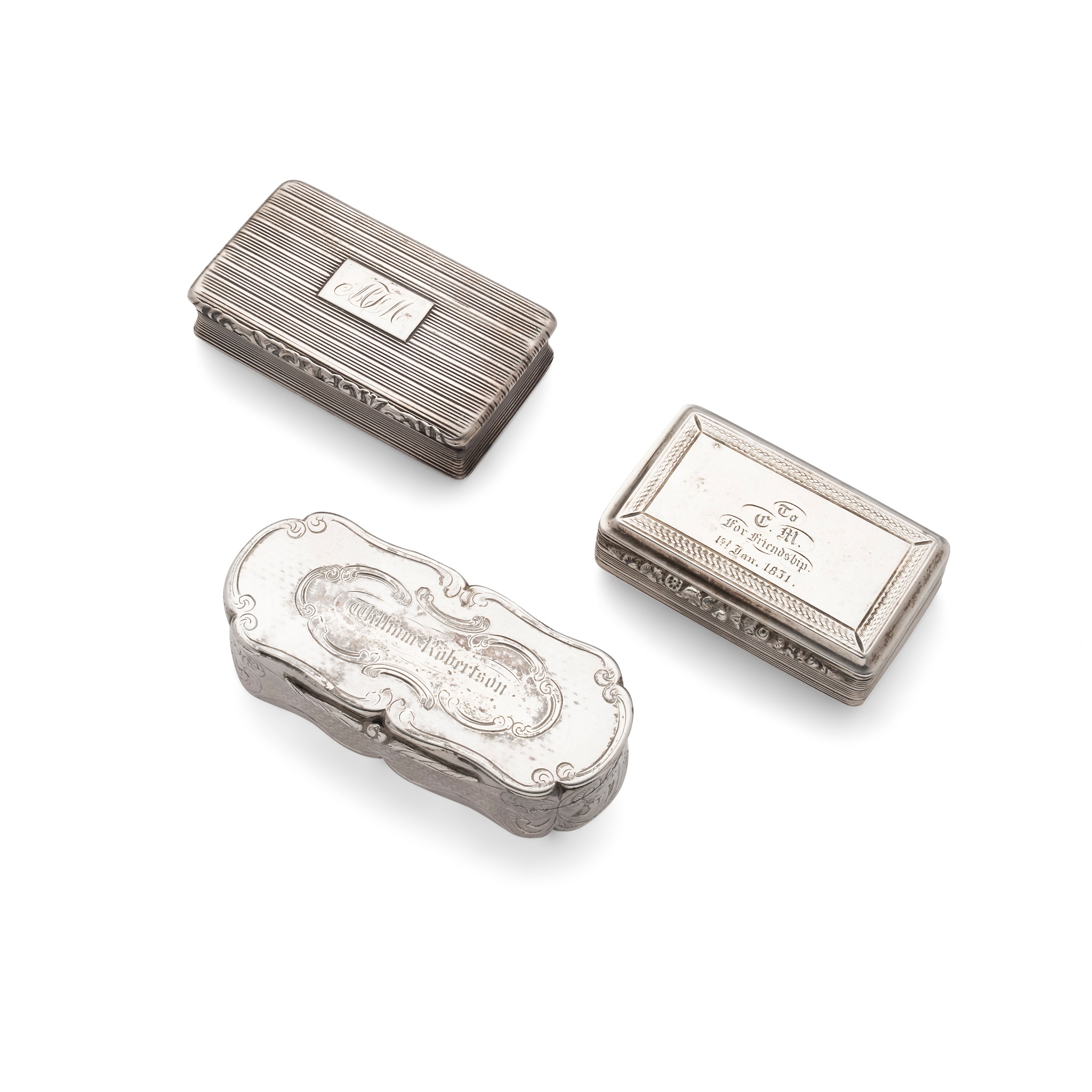 A collection of three late George IV and Victorian snuff boxes