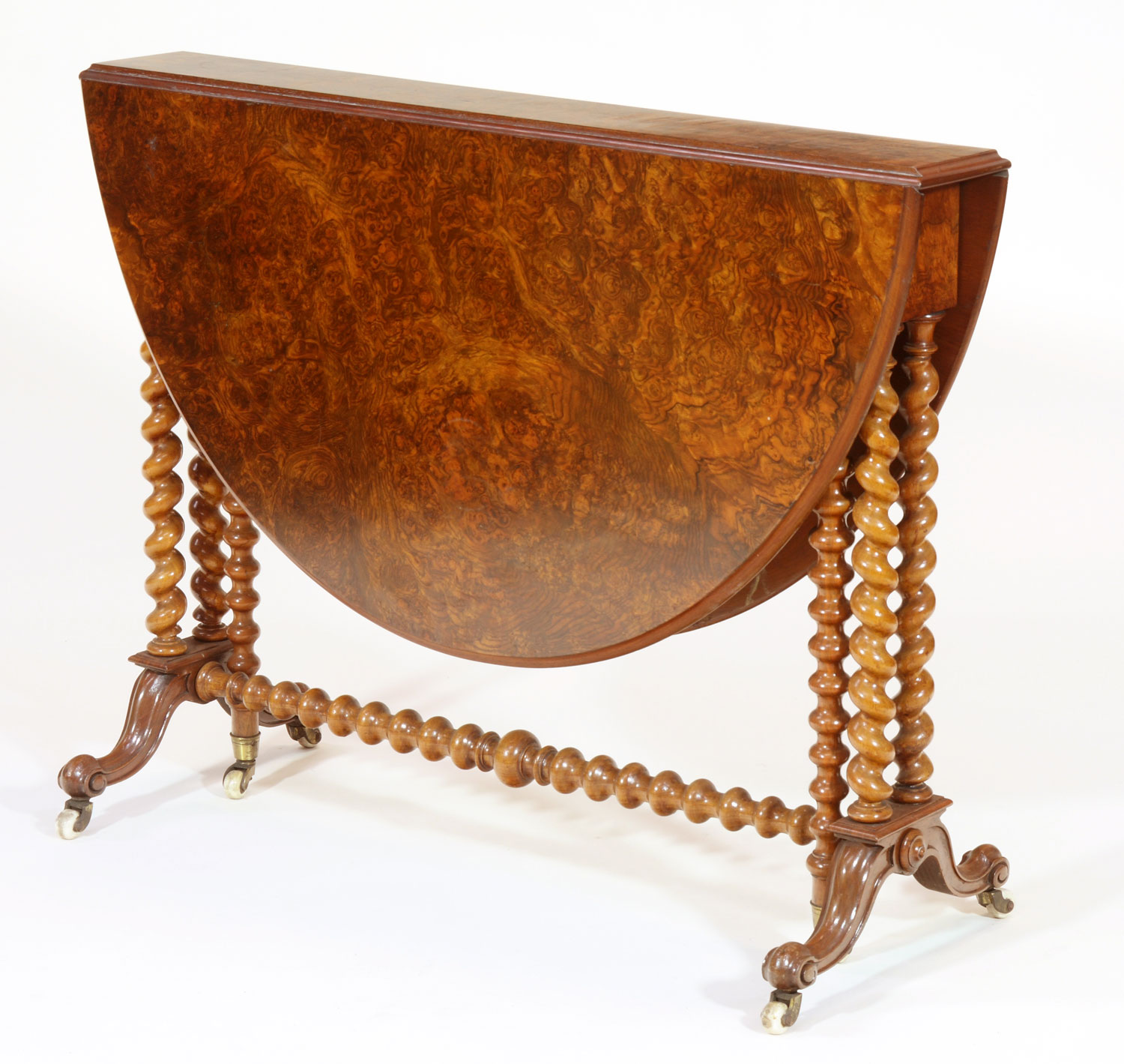 A Victorian burr walnut Sutherland table By John Taylor & Son, Edinburgh, D7949