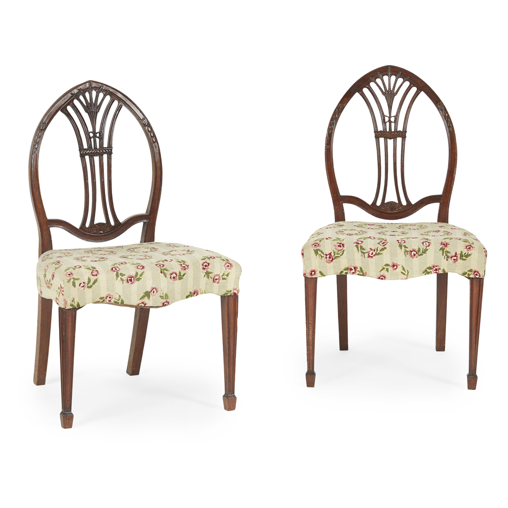 PAIR OF LATE GEORGE III MAHOGANY SIDE CHAIRS