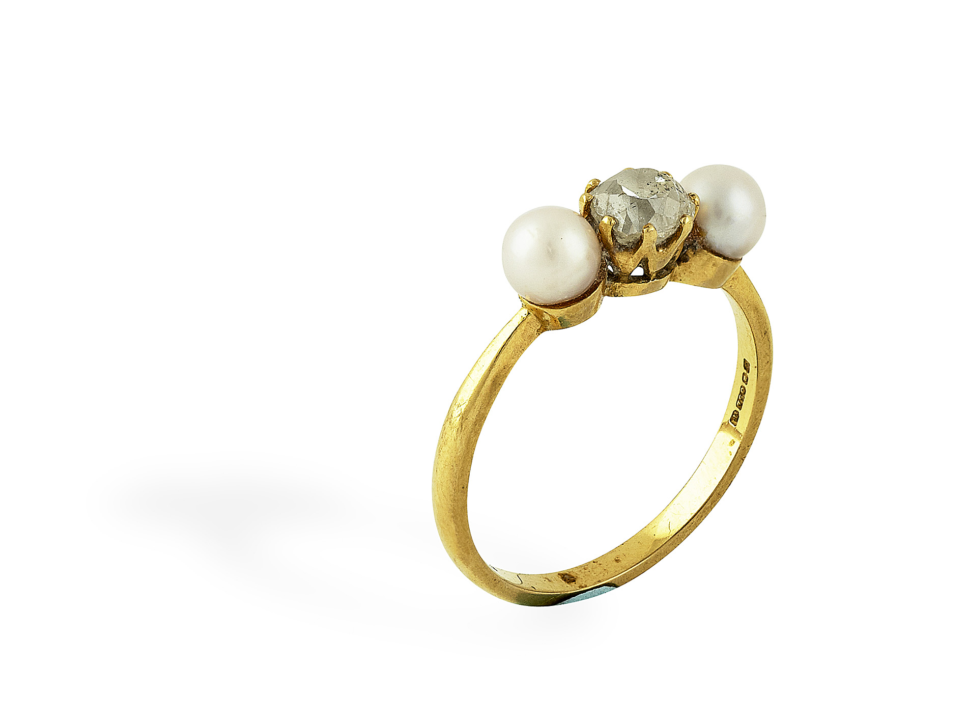 A natural pearl and diamond ring