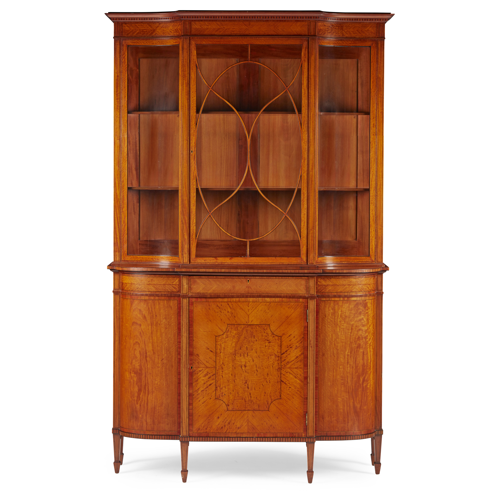 SHERATON STYLE SATINWOOD DISPLAY CABINET, BY MAPLE & CO.