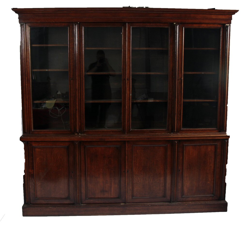 A Victorian oak library bookcase