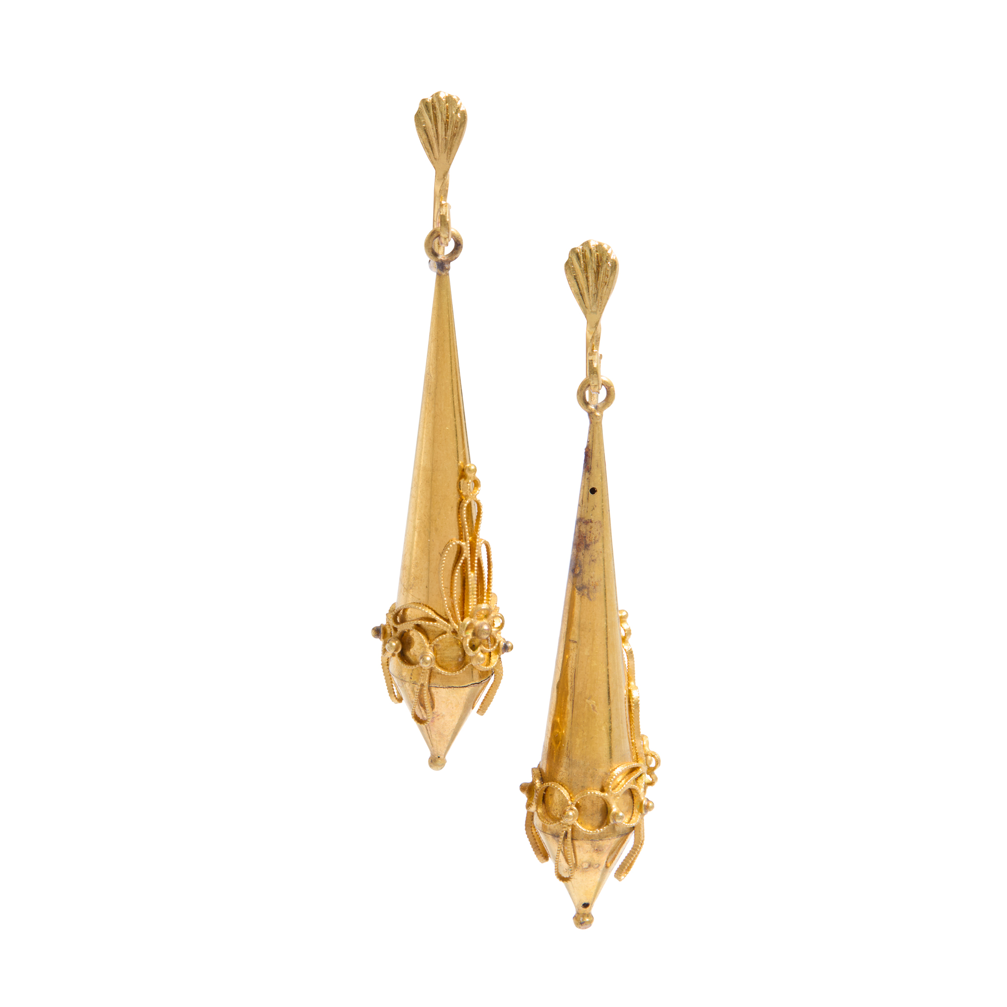 A pair of 19th century wirework pendent earrings
