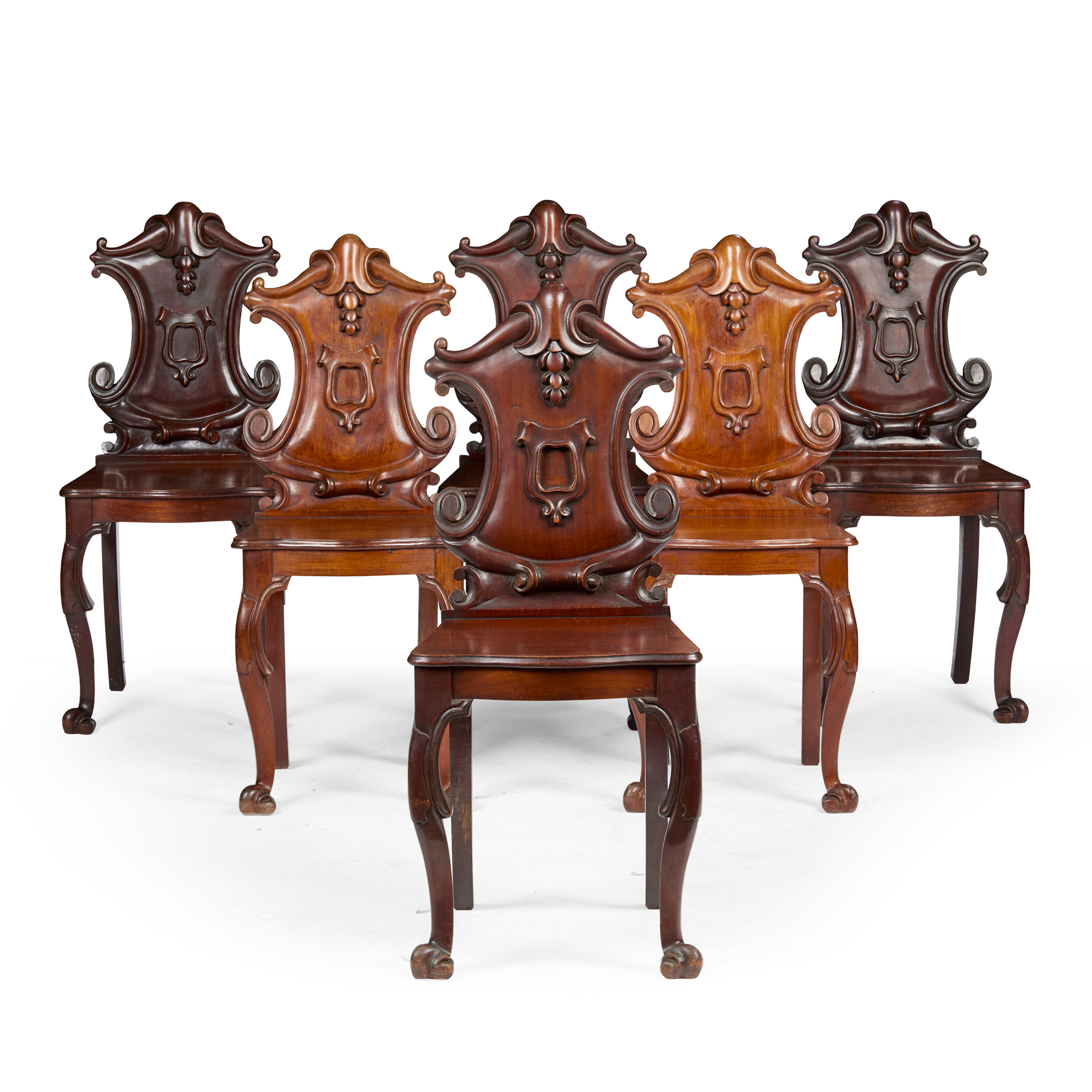 SET OF SIX VICTORIAN MAHOGANY HALL CHAIRS