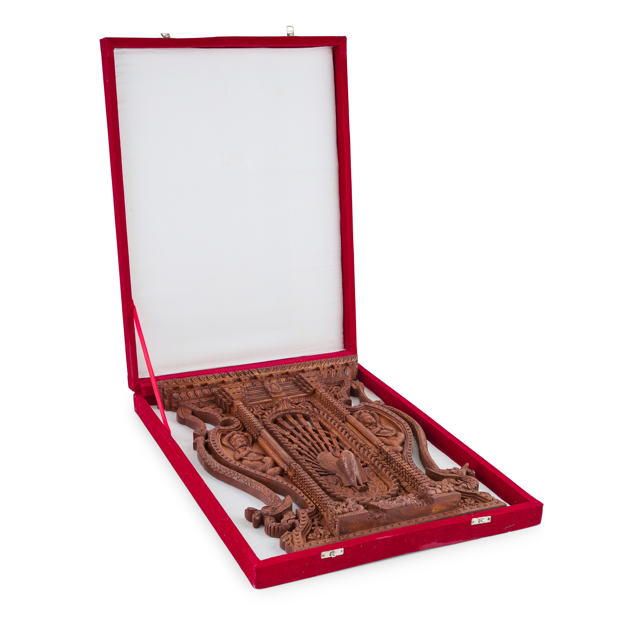 NEPAL - A FINELY CARVED WOODEN PRESENTATION PLAQUE