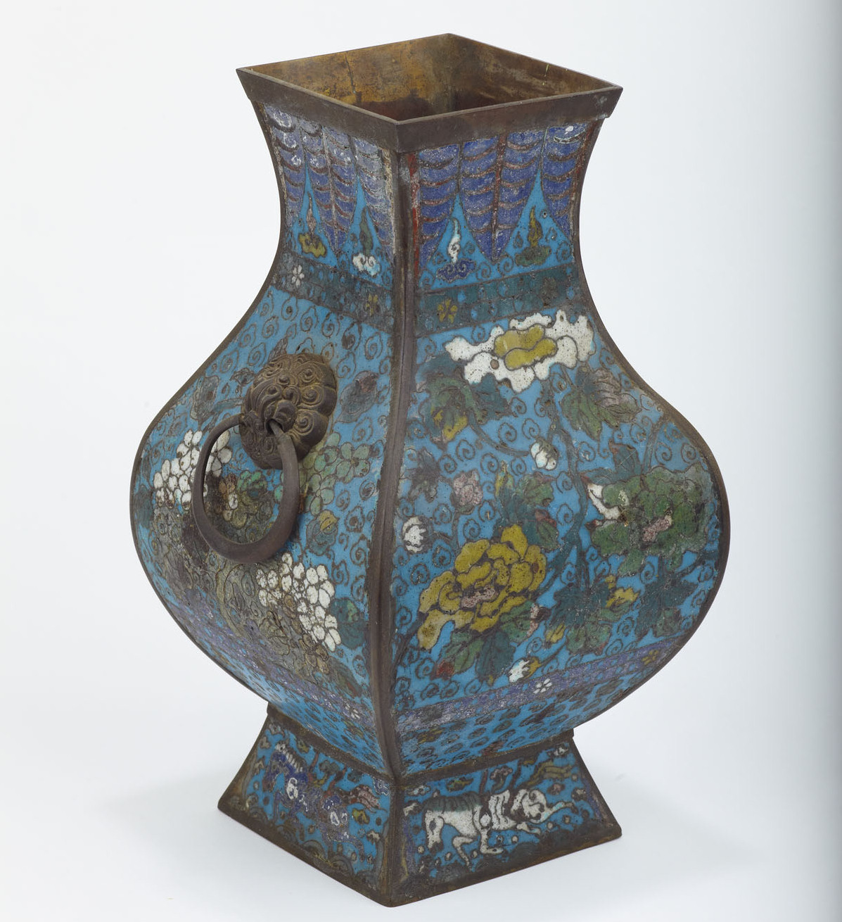 CHINESE CLOISONNE SQUARE BALUSTER VASE