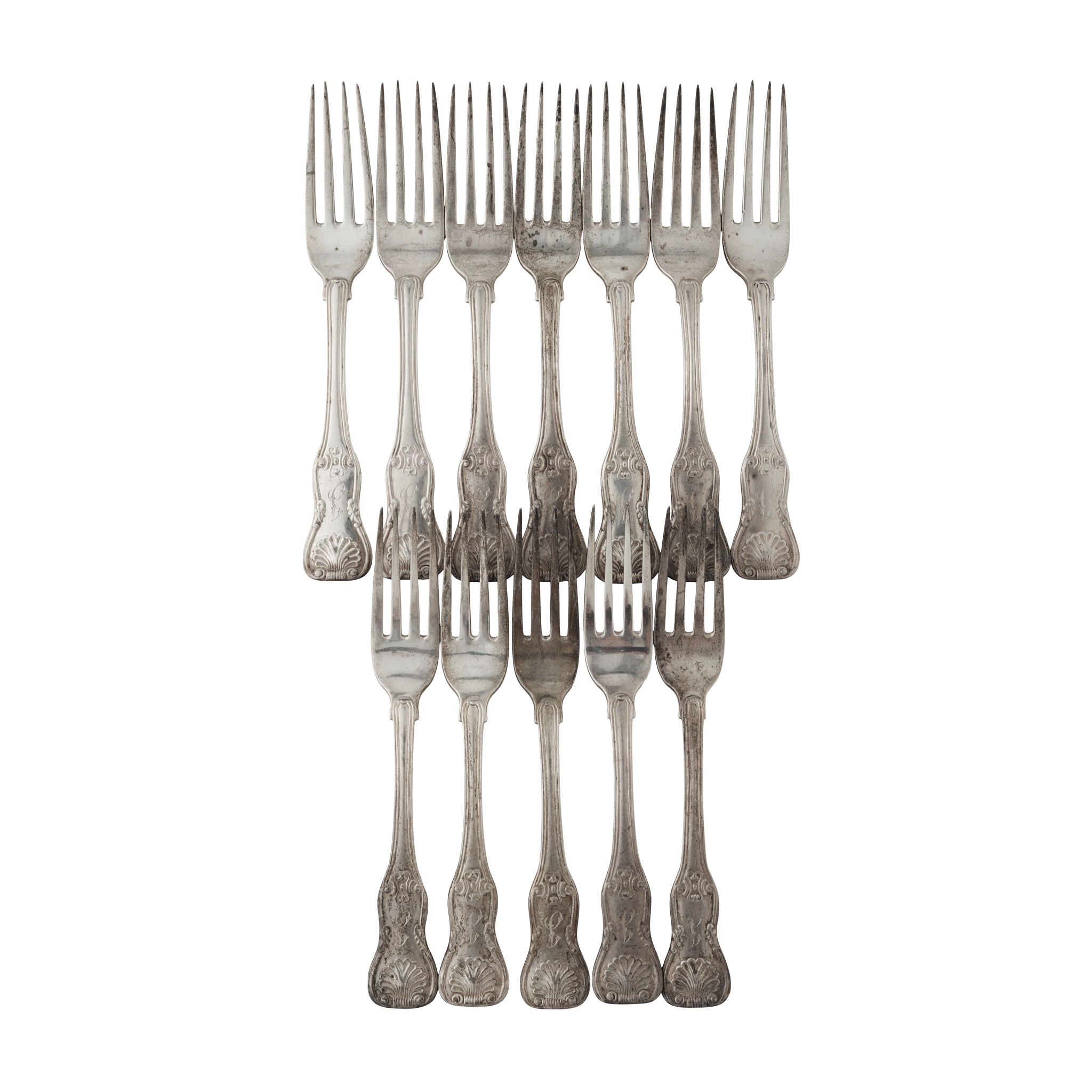 A set of twelve Irish George III table forks