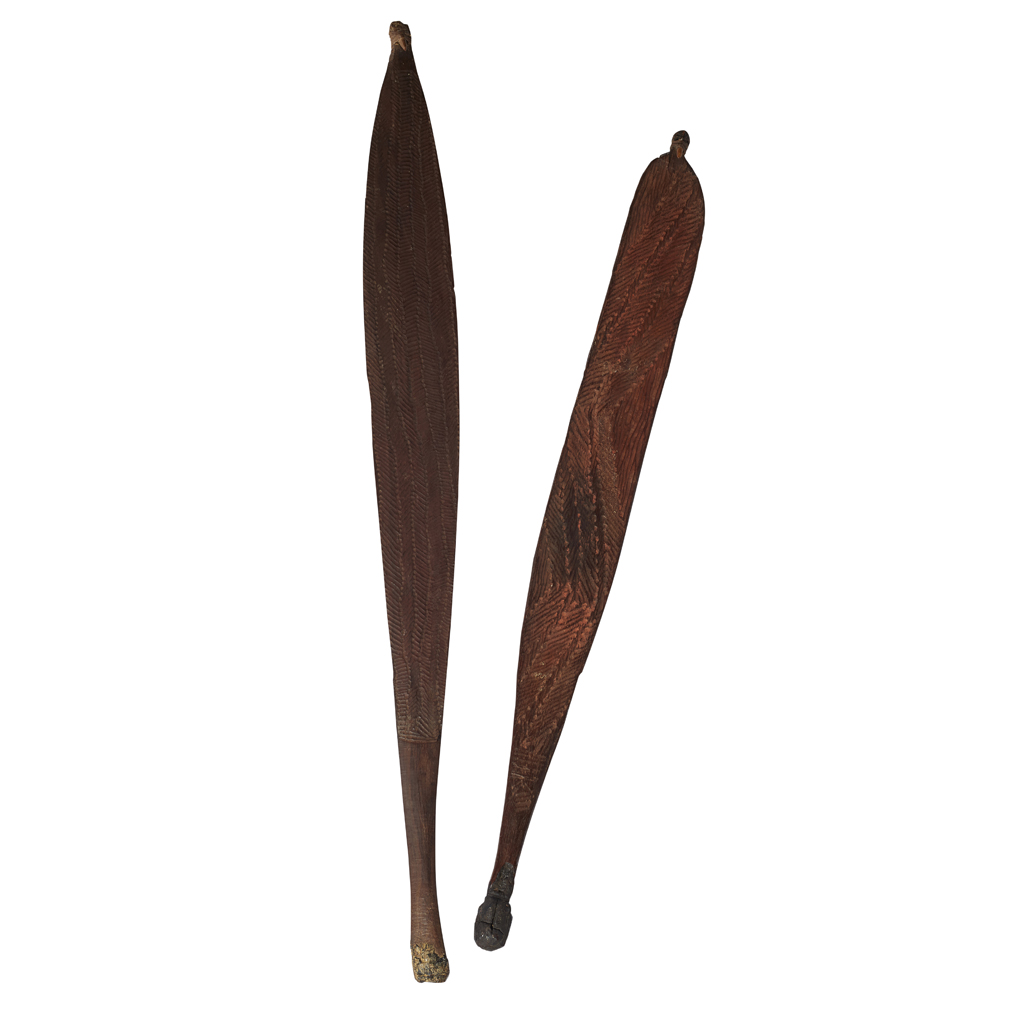 TWO ABORIGINAL SPEAR THROWERS, WOOMERA