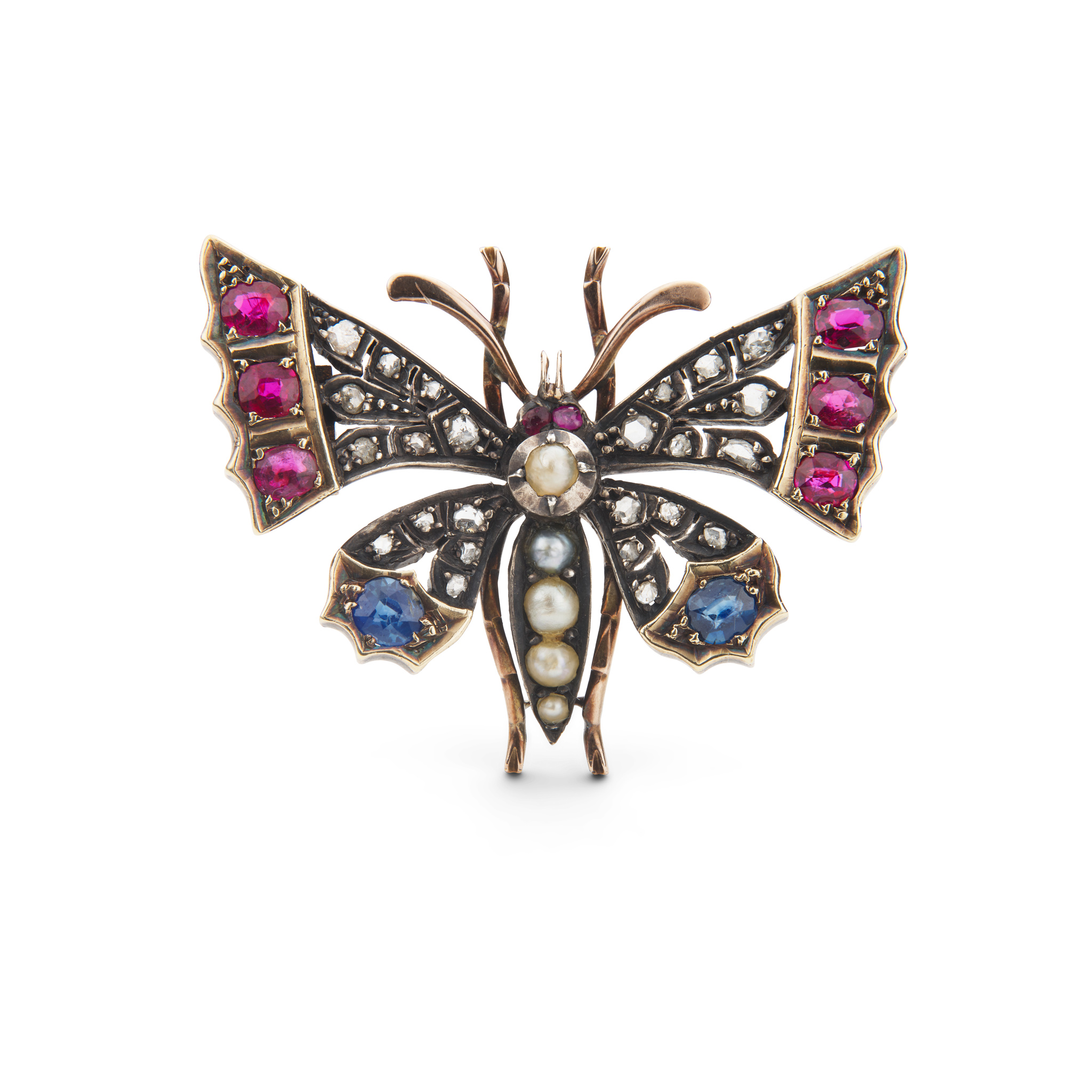 A gem-set butterfly brooch, circa 1900