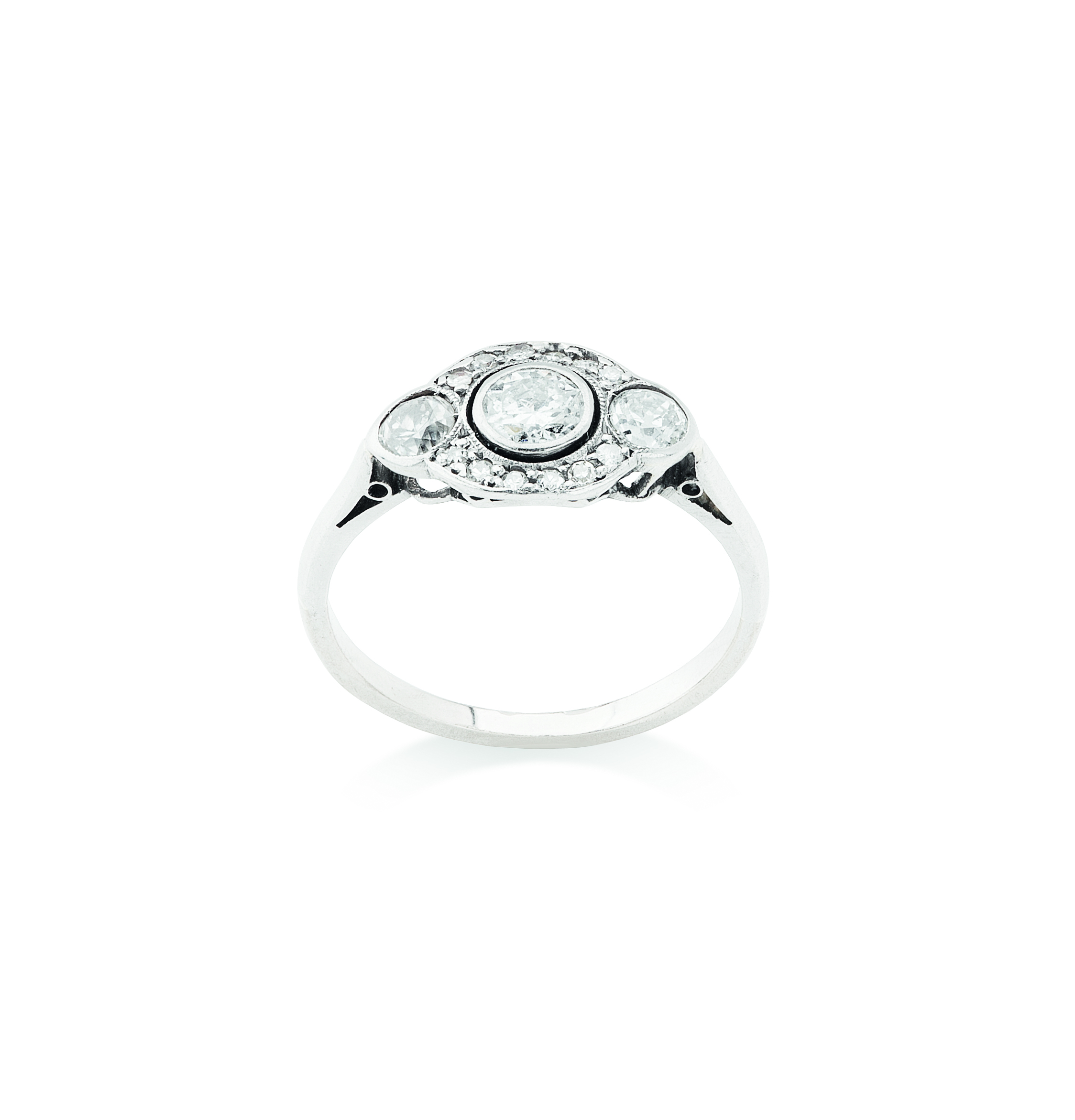 A Belle Epoque three stone diamond ring