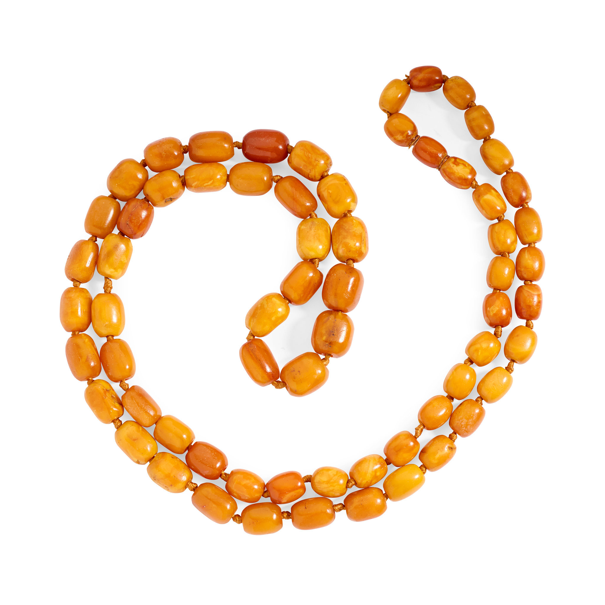 An amber bead necklace