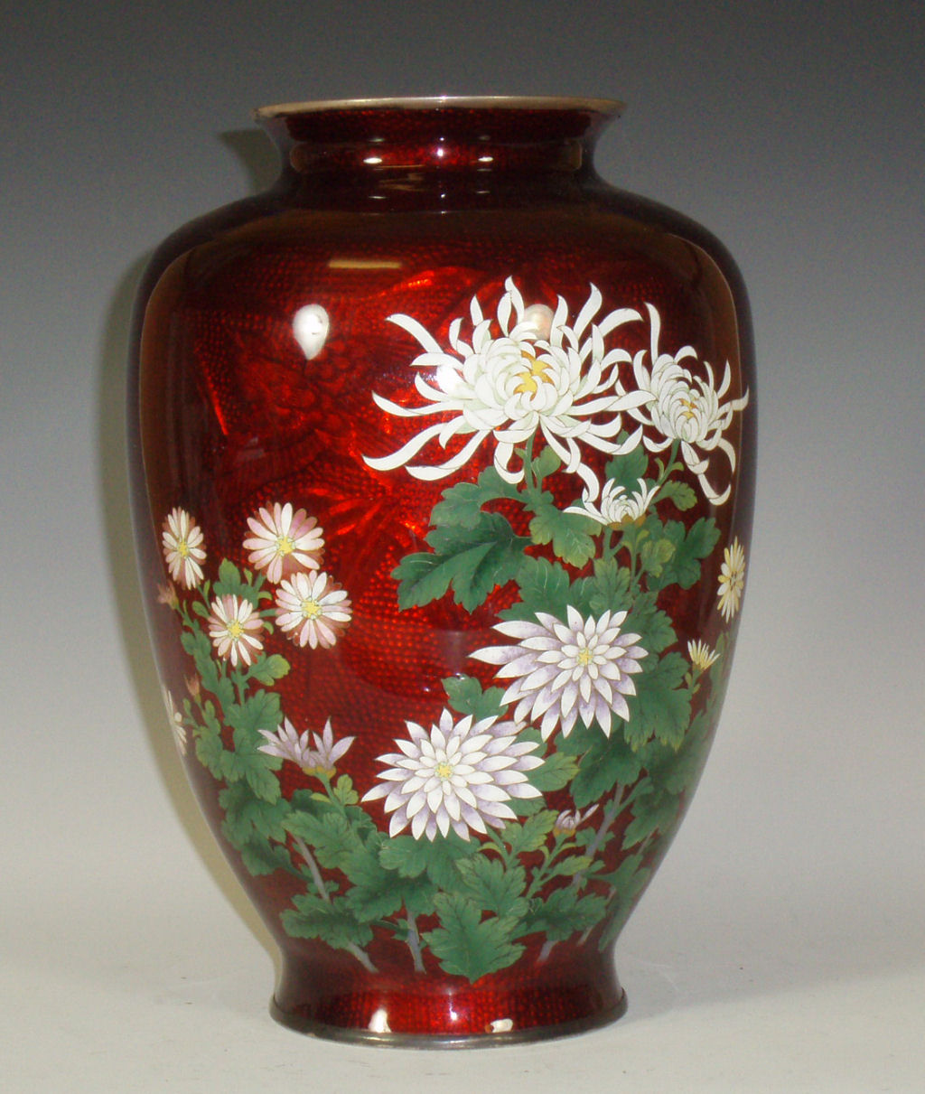 A 20th century Japanese red cloisonné enamel vase