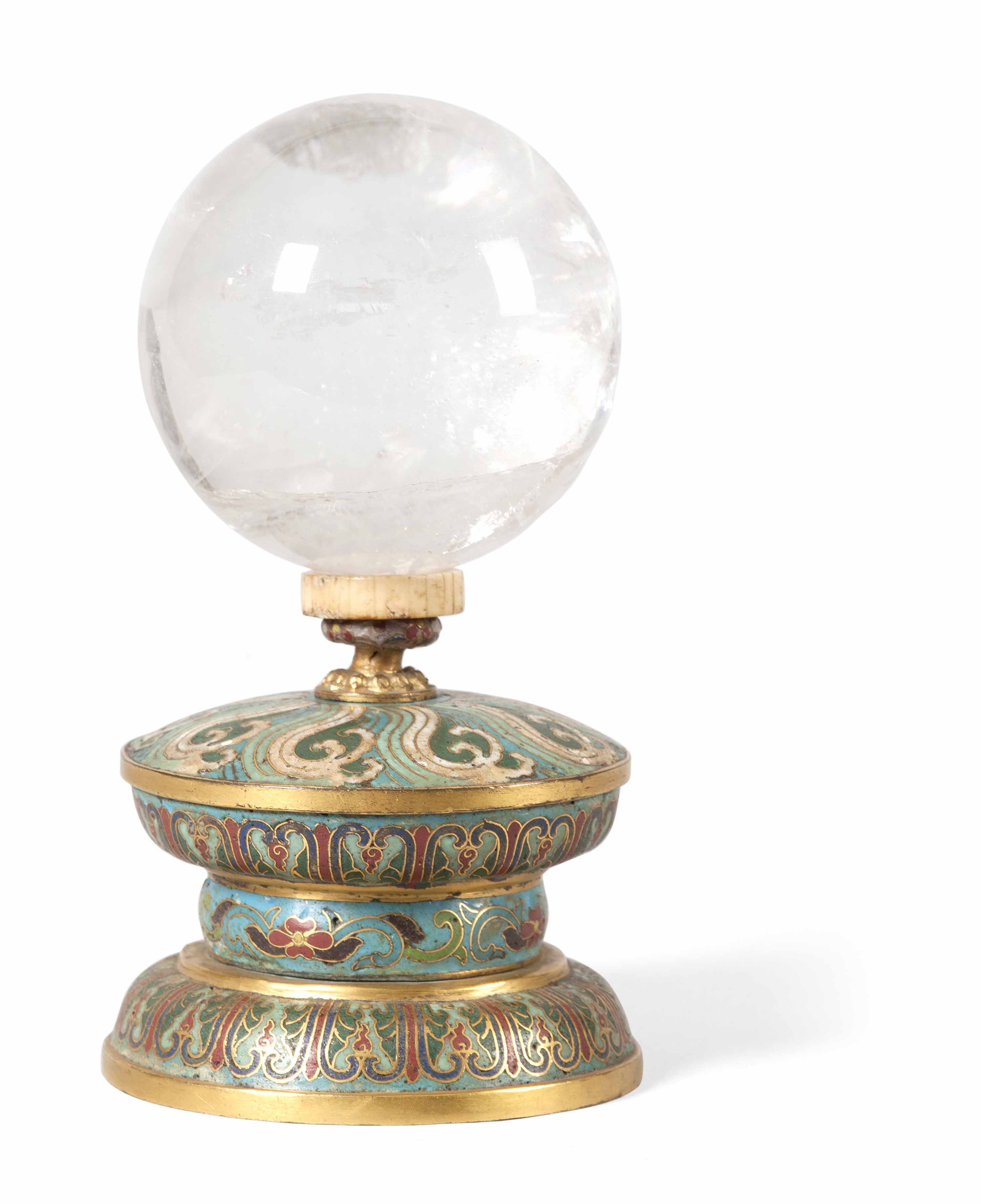 CLOISONNÉ STAND WITH CRYSTAL BALL