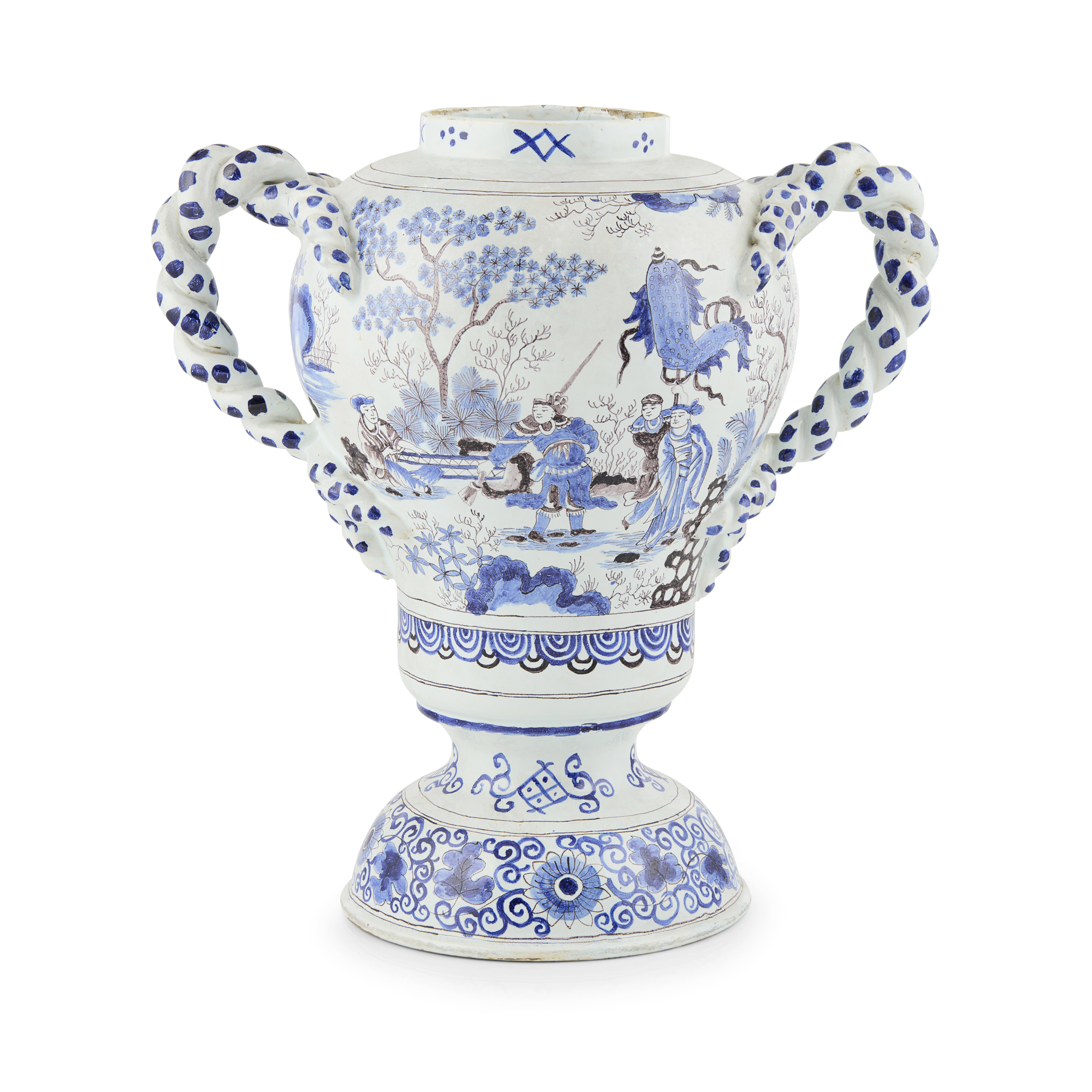 LARGE DELFT TWIN HANDLED VASE