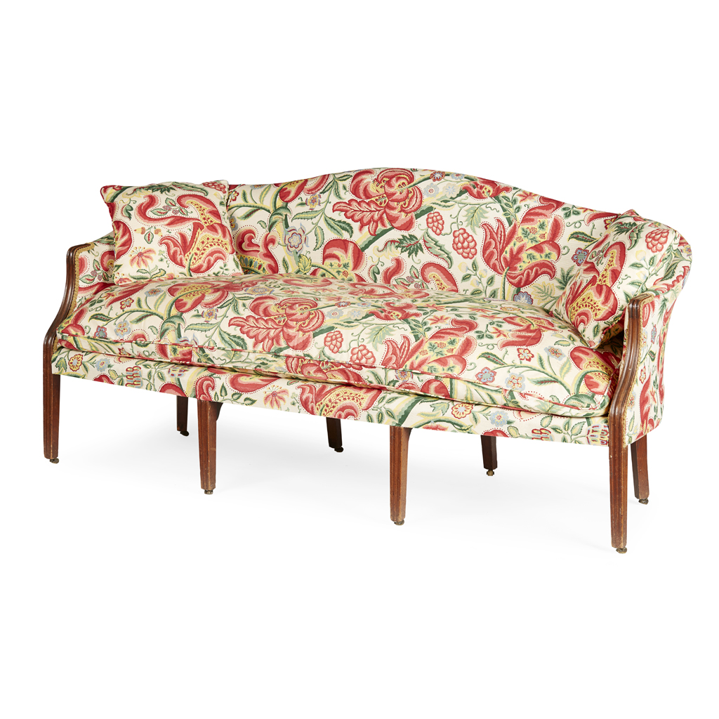 GEORGE III STYLE MAHOGANY FRAMED SOFA