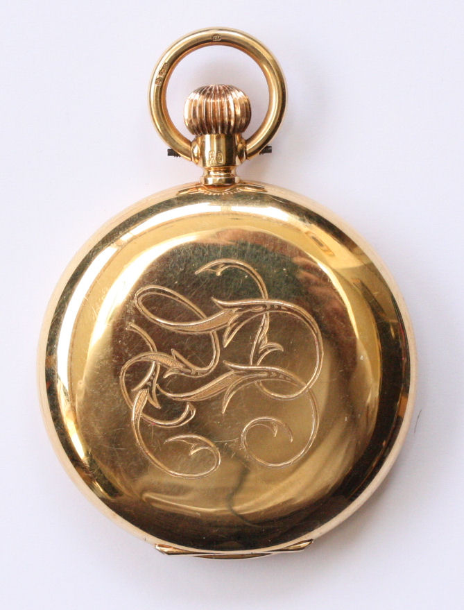An 18ct gold hunter cased pocket watch