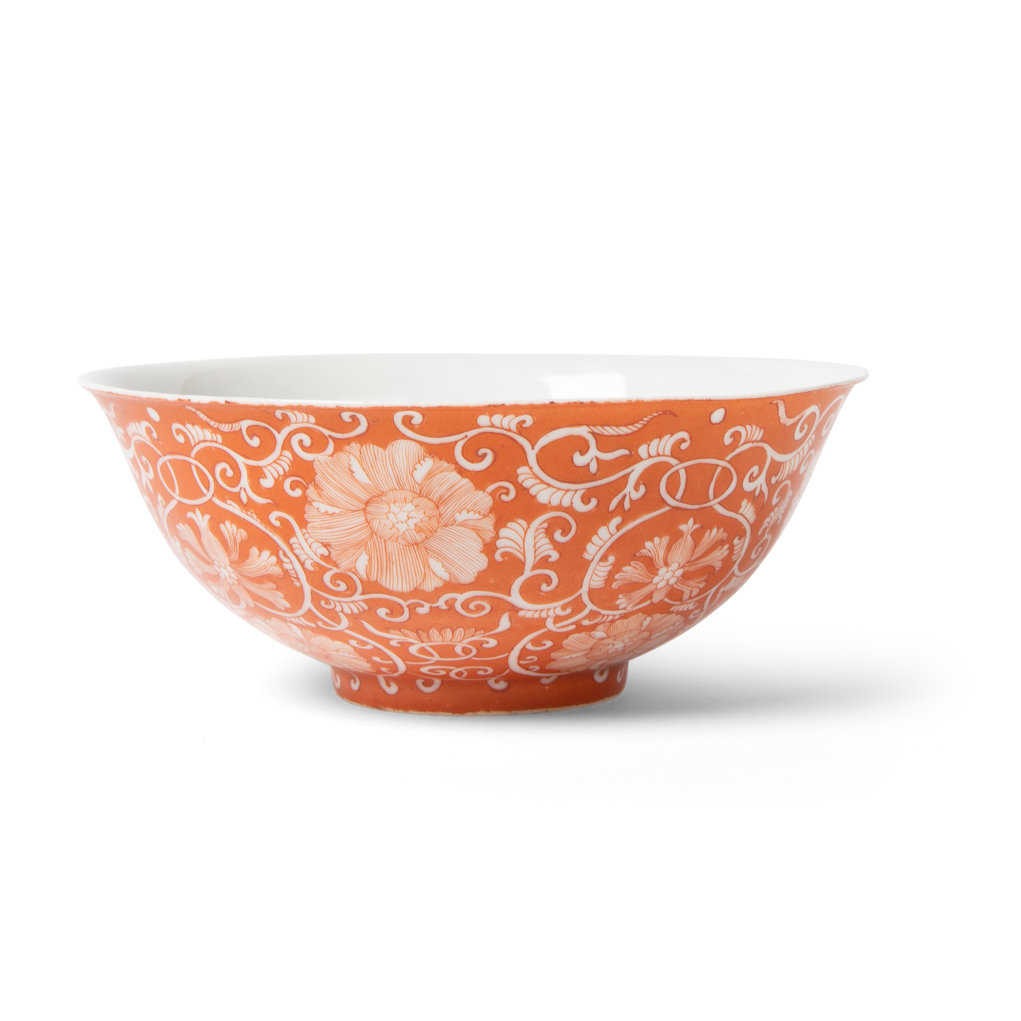 IRON-RED RESERVE-DECORATED FLOWER BOWL