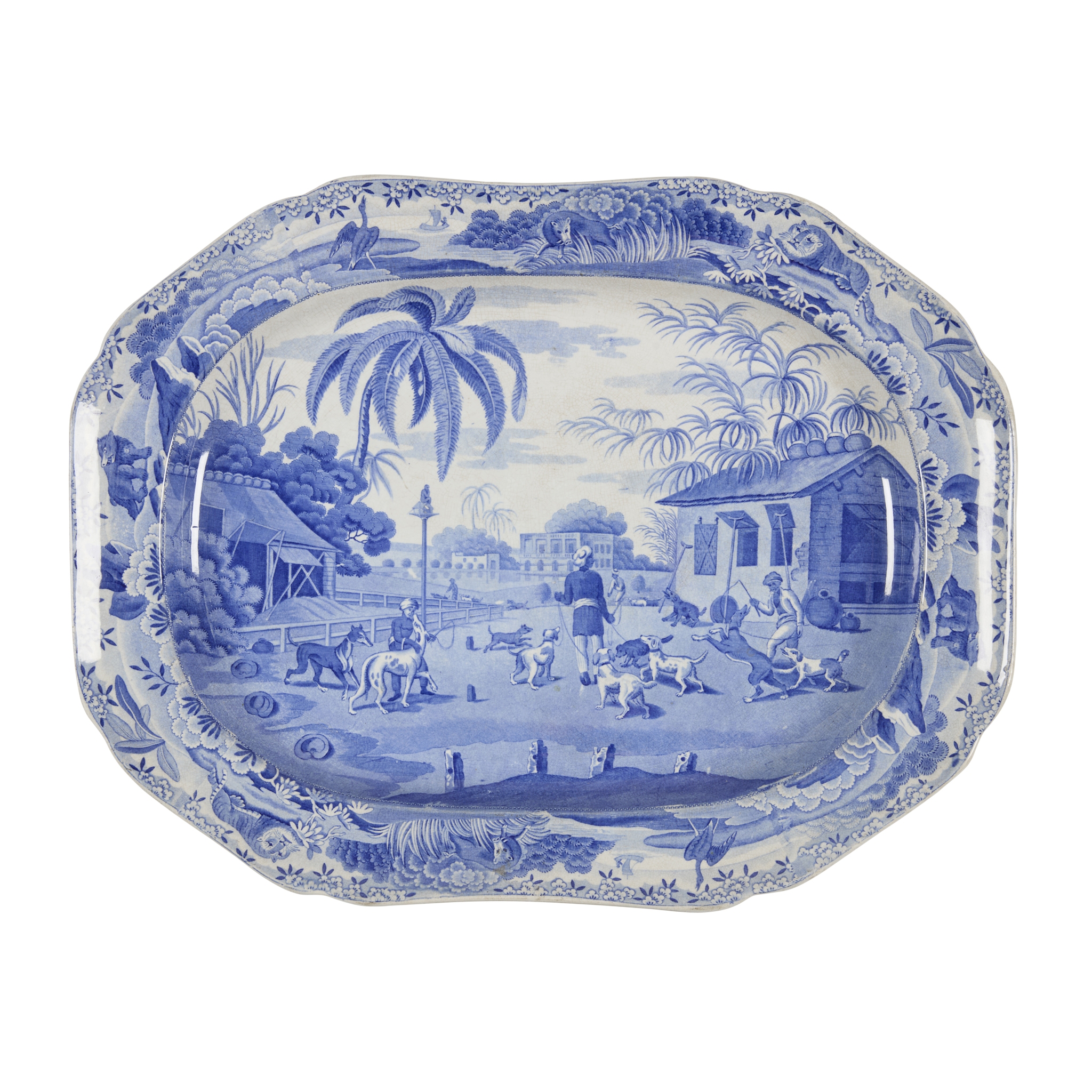 SPODE TRANSFER PRINTED MEAT PLATE FROM 'THE INDIAN SPORTING SERIES'