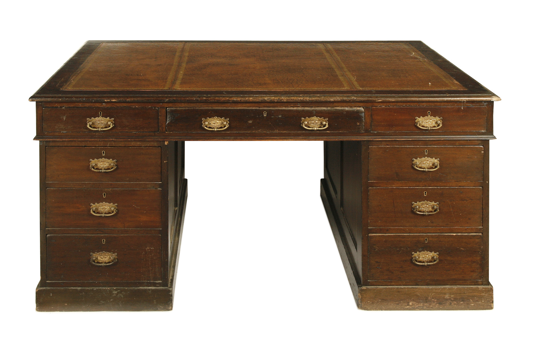 LARGE VICTORIAN OAK PARTNER'S DESK