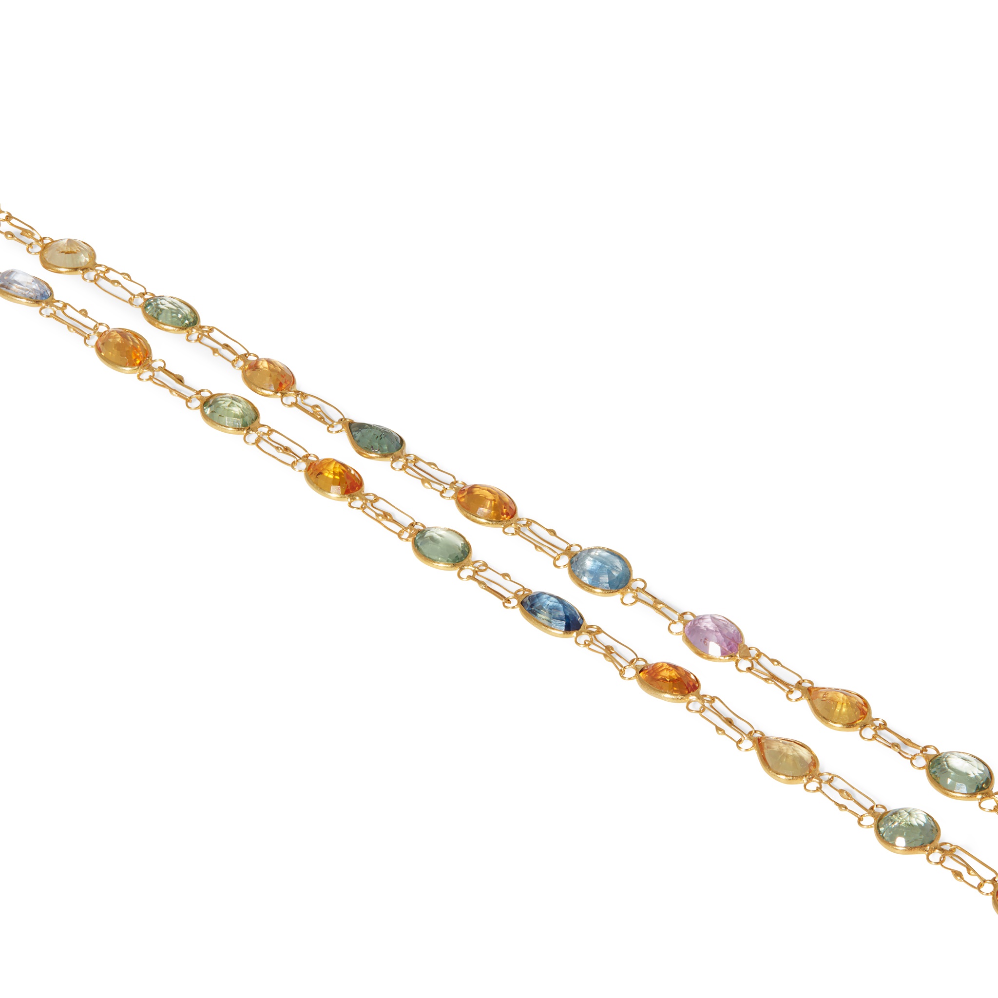 A coloured sapphire necklace
