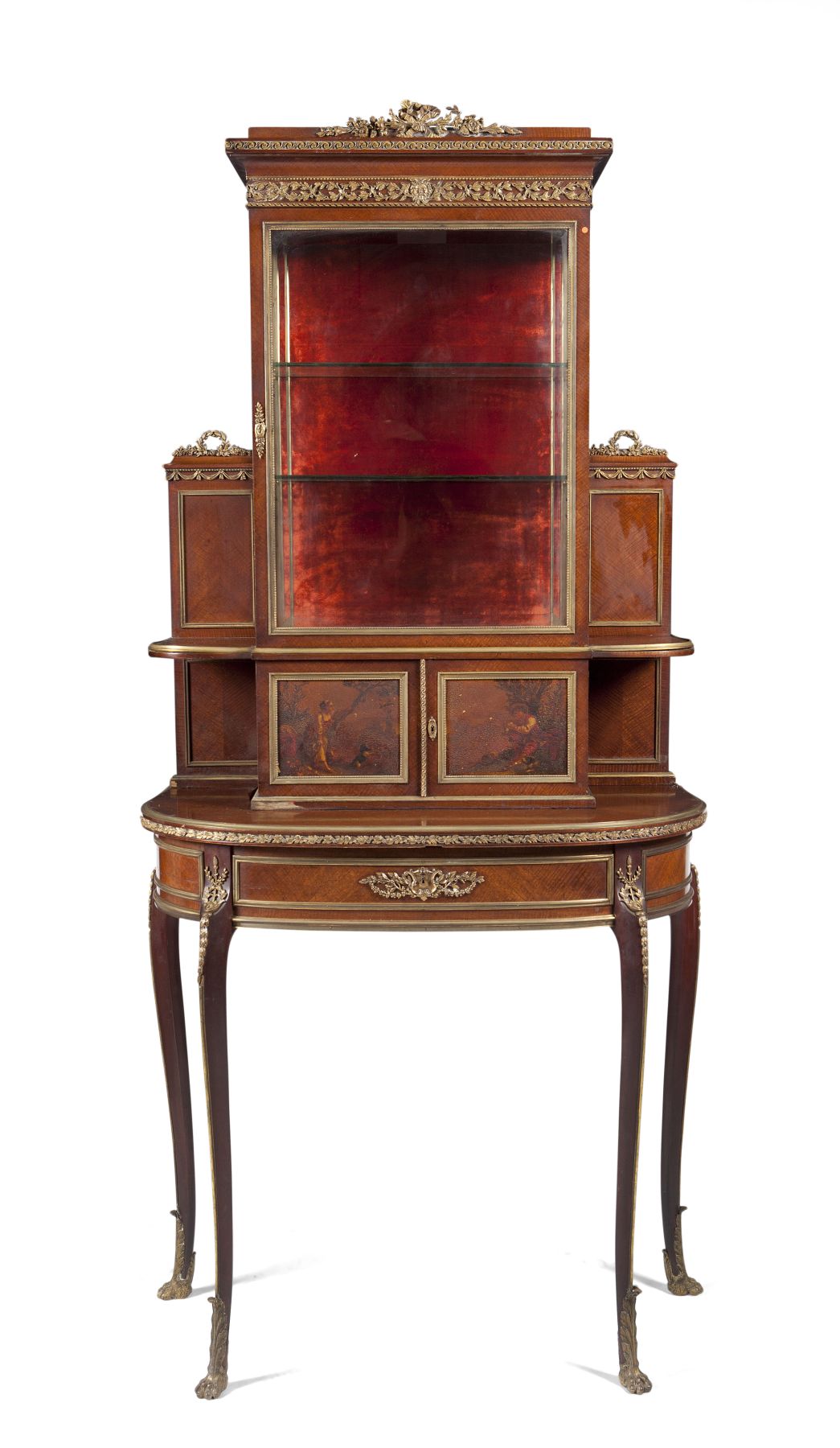 LOUIS XVI STYLE MAHOGANY AND VERNIS MARTIN VITRINE