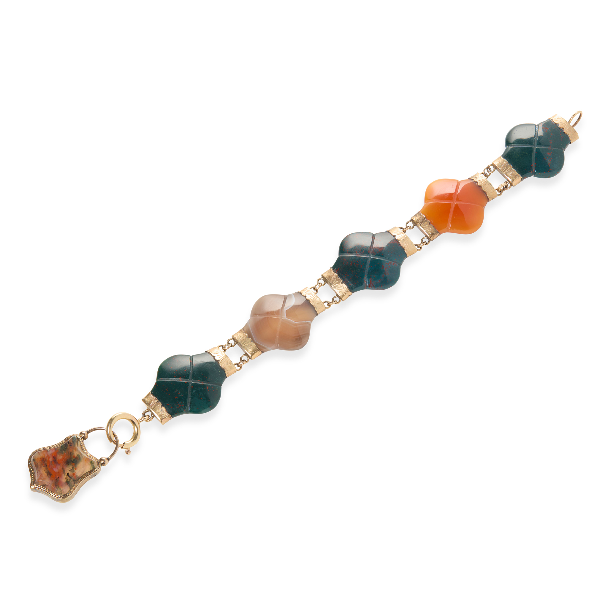 A VICTORIAN GOLD HARDSTONE BRACELET