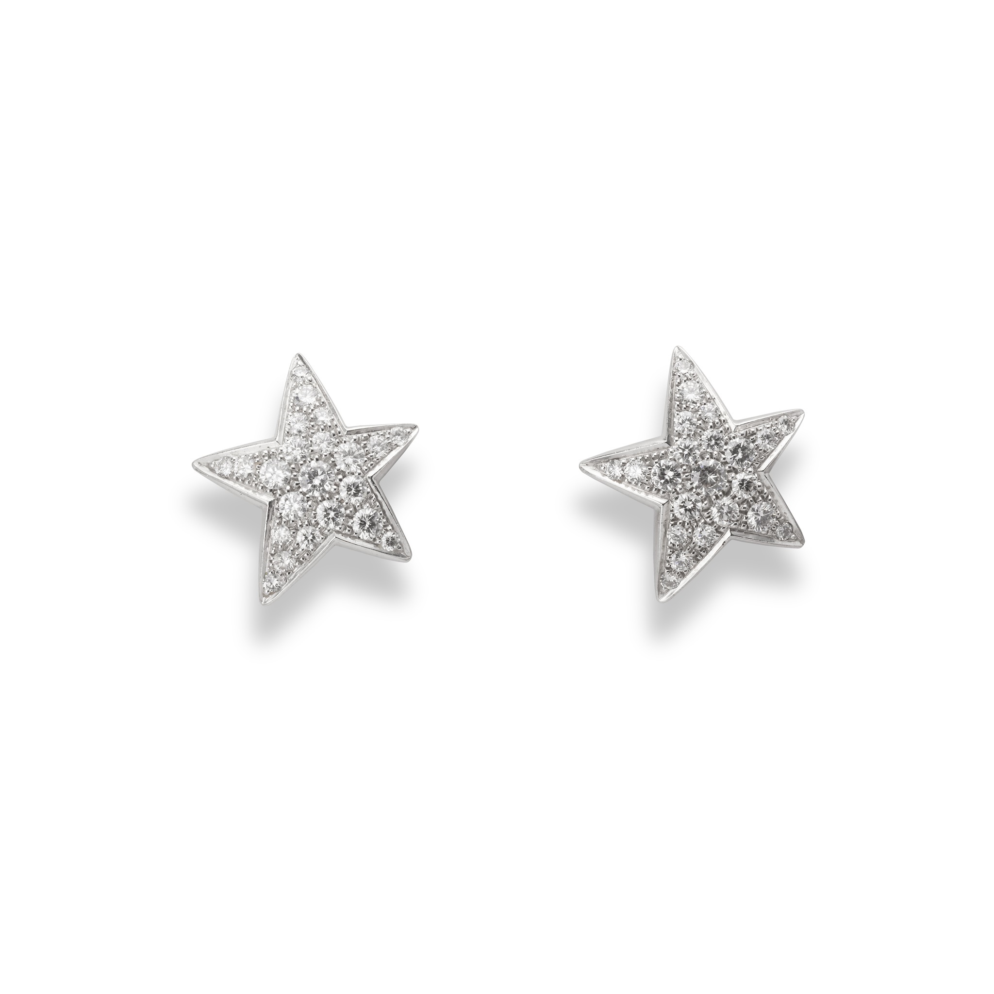 Chanel: A pair of diamond five point 'Comète' earrings