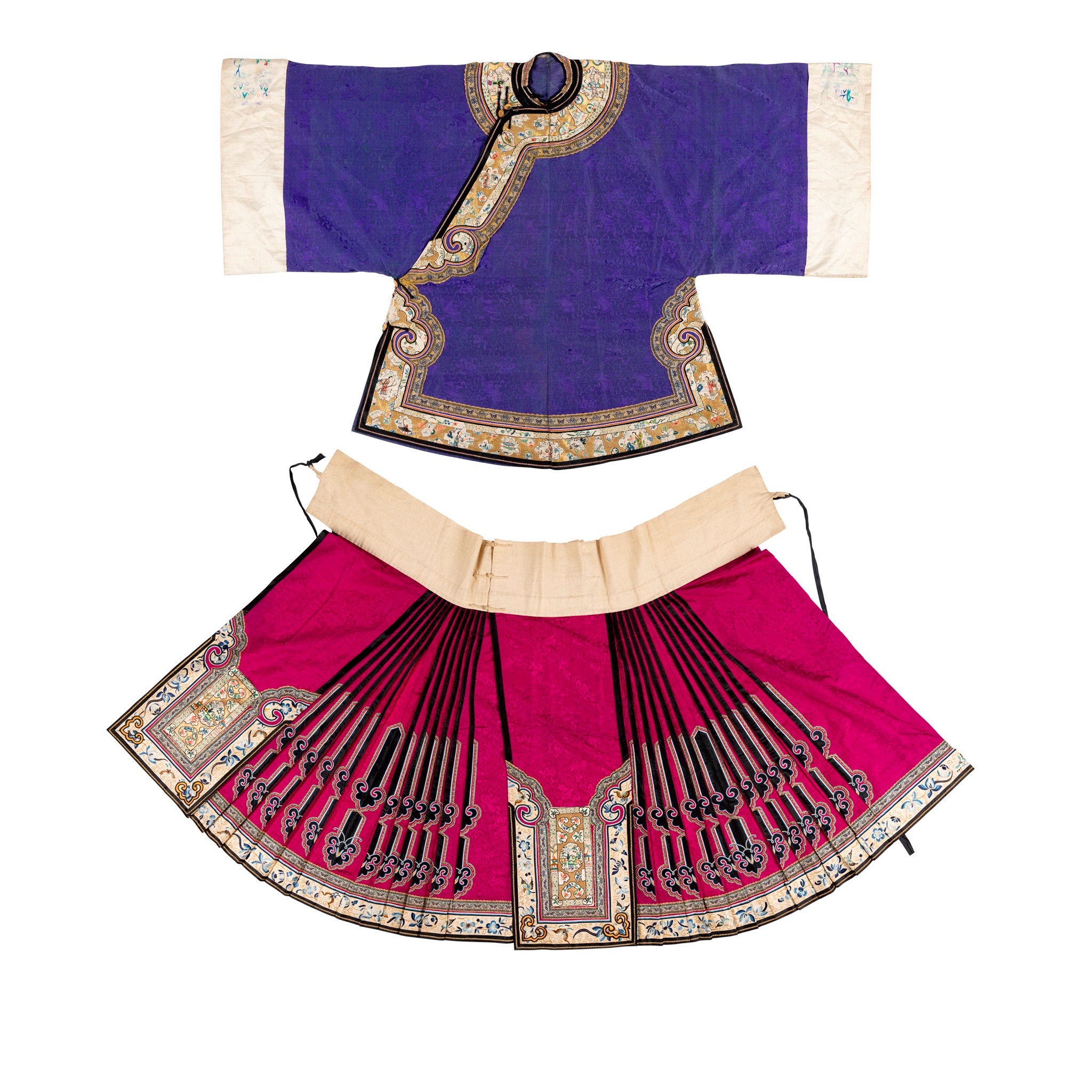 SILK EMBROIDERED LADY'S SKIRT AND OVERCOAT