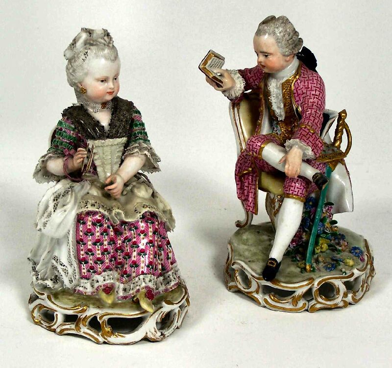 A pair of late 18th century Meissen Marcolini porcelain figures
