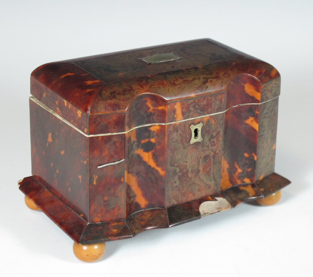 A George III tortoiseshell tea caddy