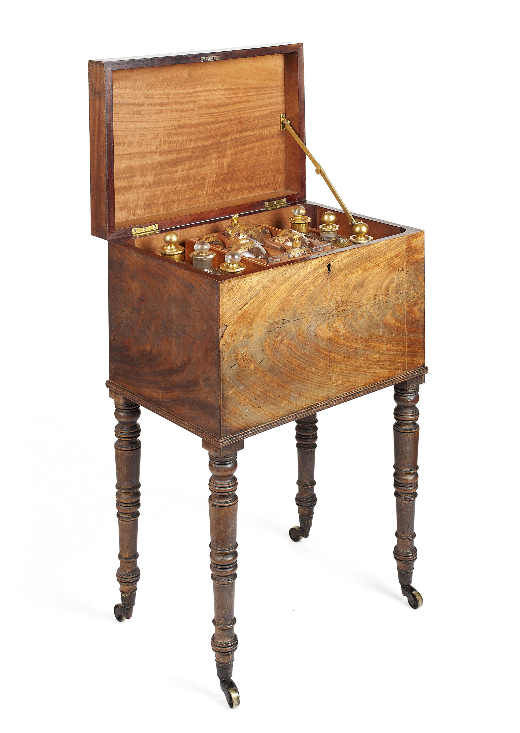 REGENCY MAHOGANY DECANTER BOX ON STAND