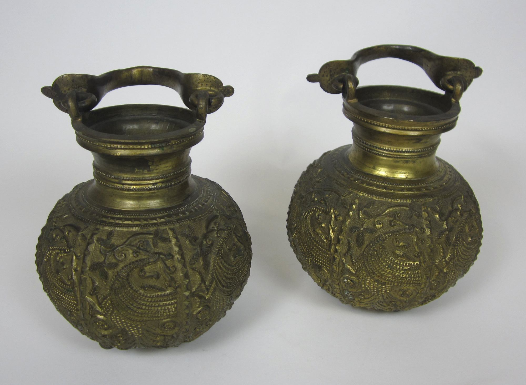 PAIR OF SOUTHEAST ASIAN BRASS VASES