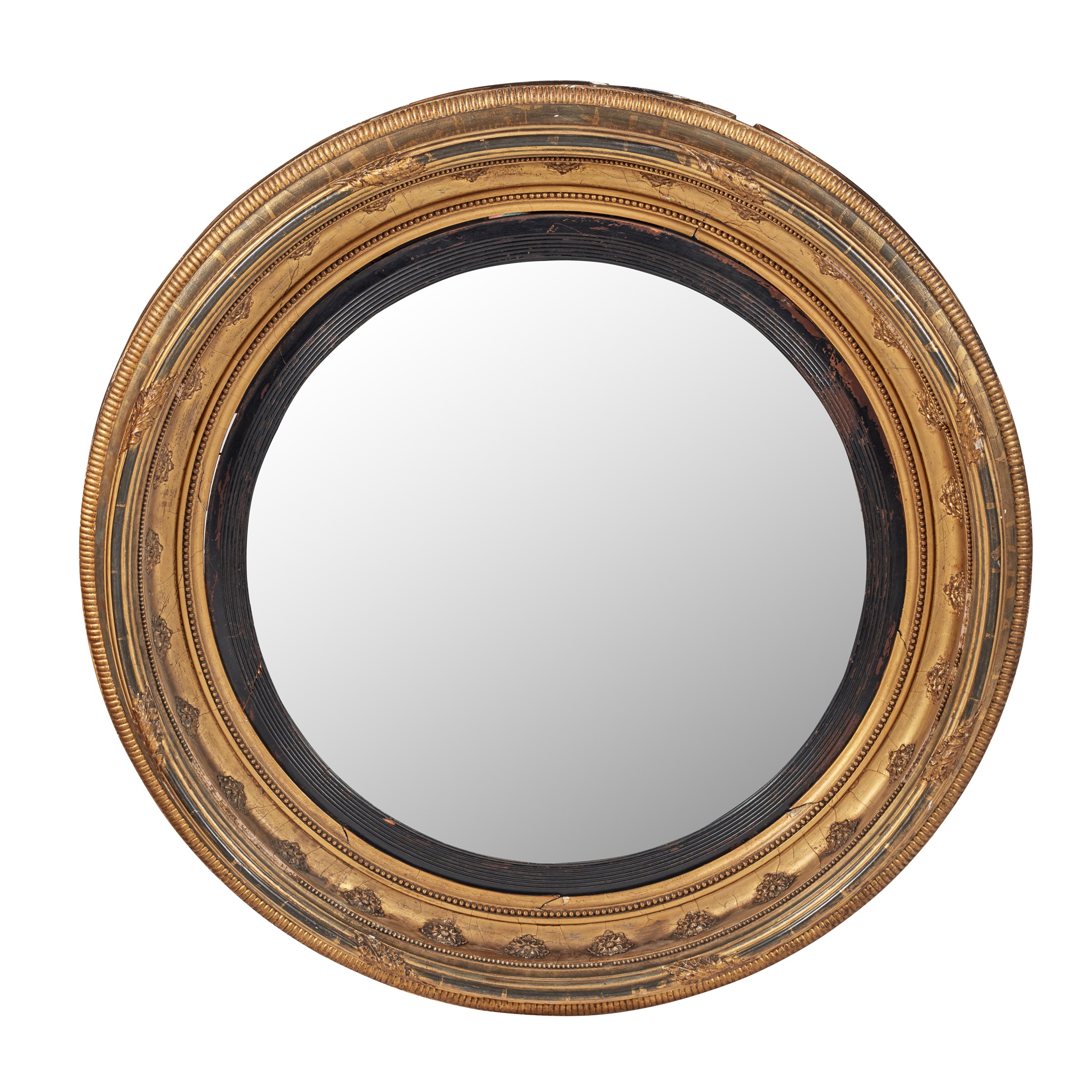 LARGE REGENCY GILTWOOD CONVEX MIRROR